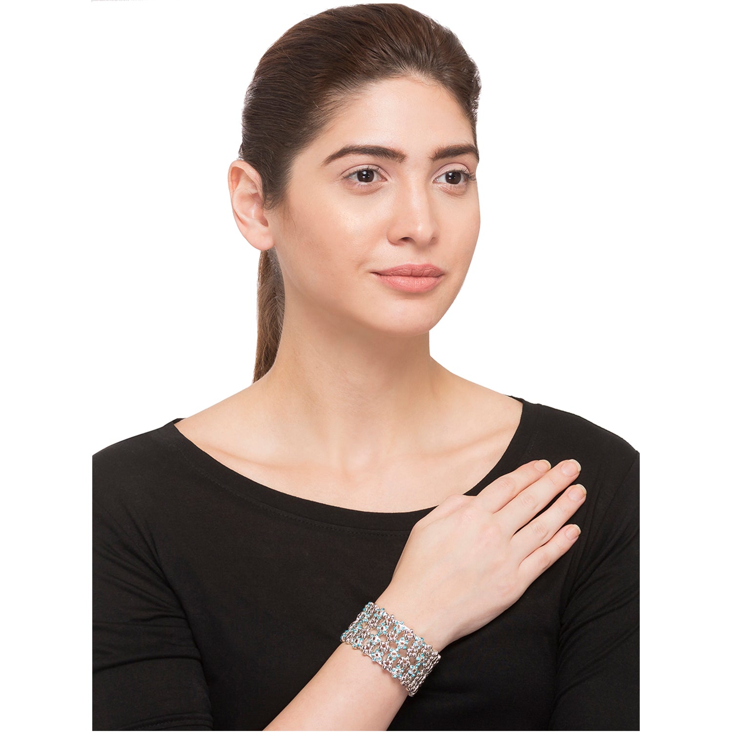 Crystal Blue Floral Kada