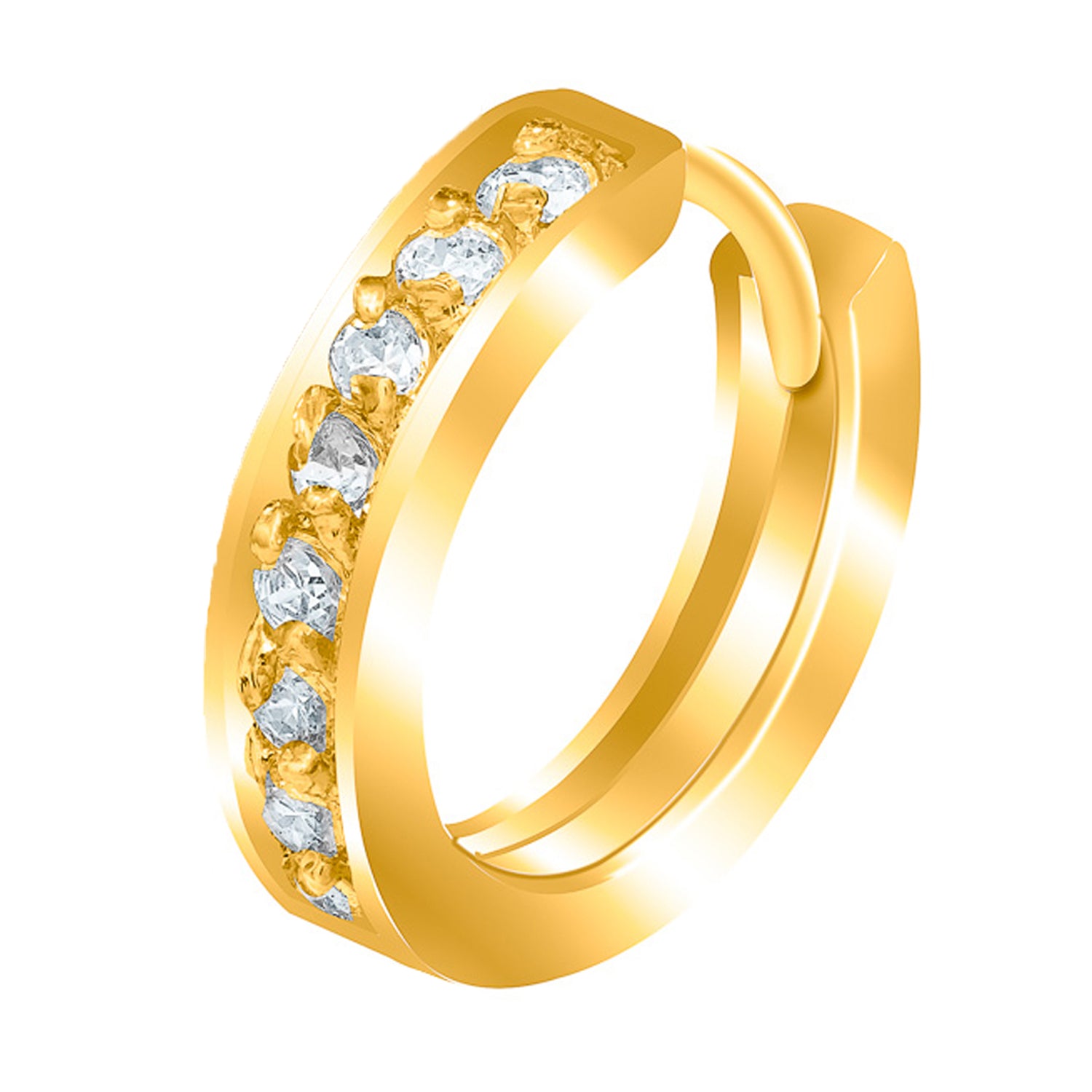 Single Line Crystals Hoop Bali Earrings