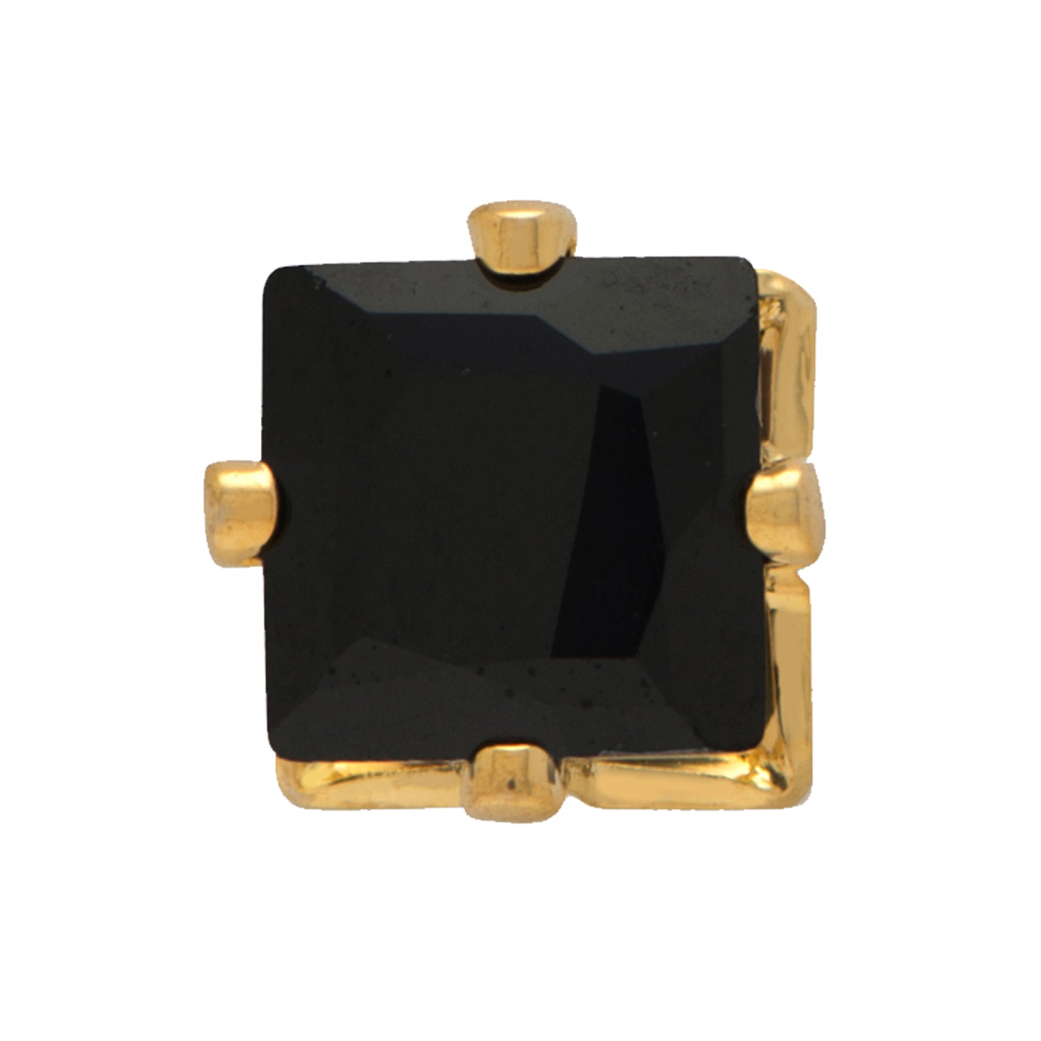 Black Squarish Crystal Stud Mens Earrings