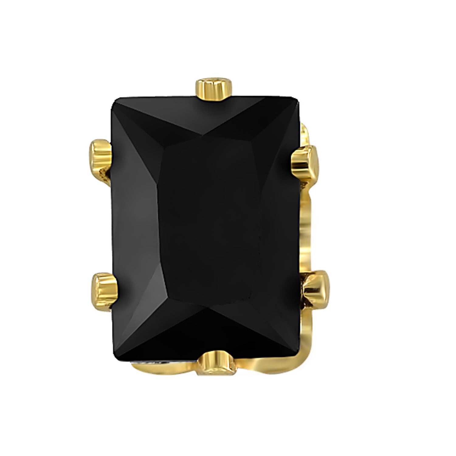 Black Rectangular Crystal Stud Mens Earrings