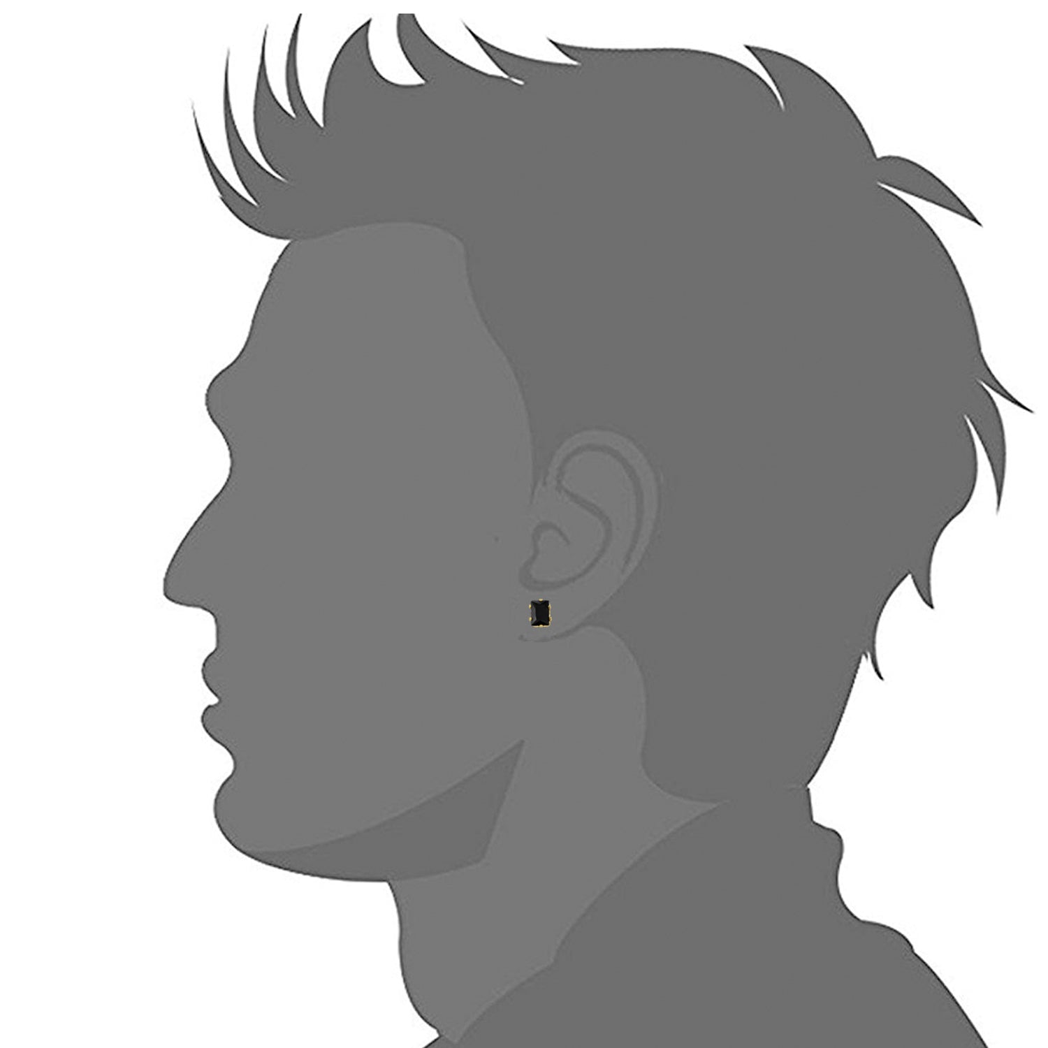 Black Rectangular Crystal Stud Mens Earrings