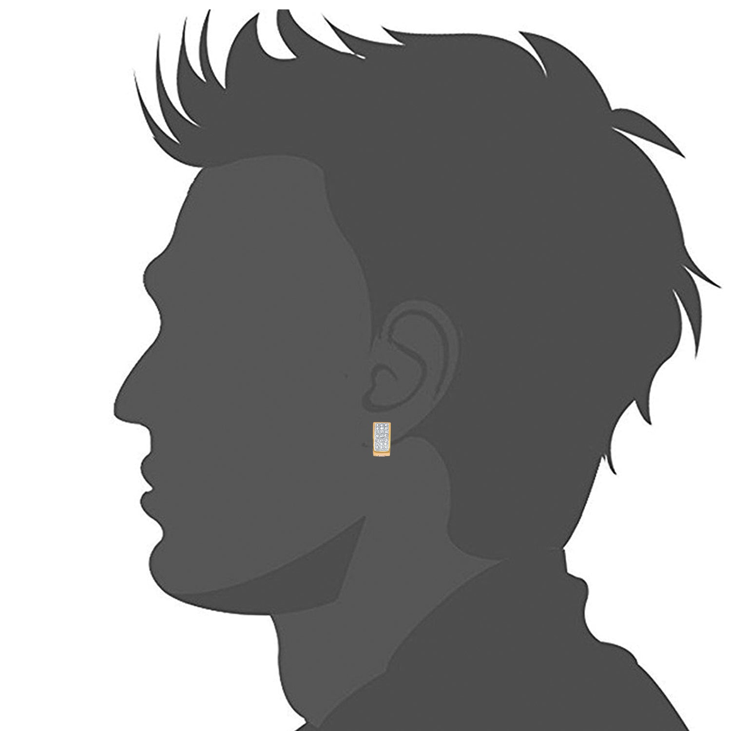 3 Lines Crystals Hoop Bali Earrings