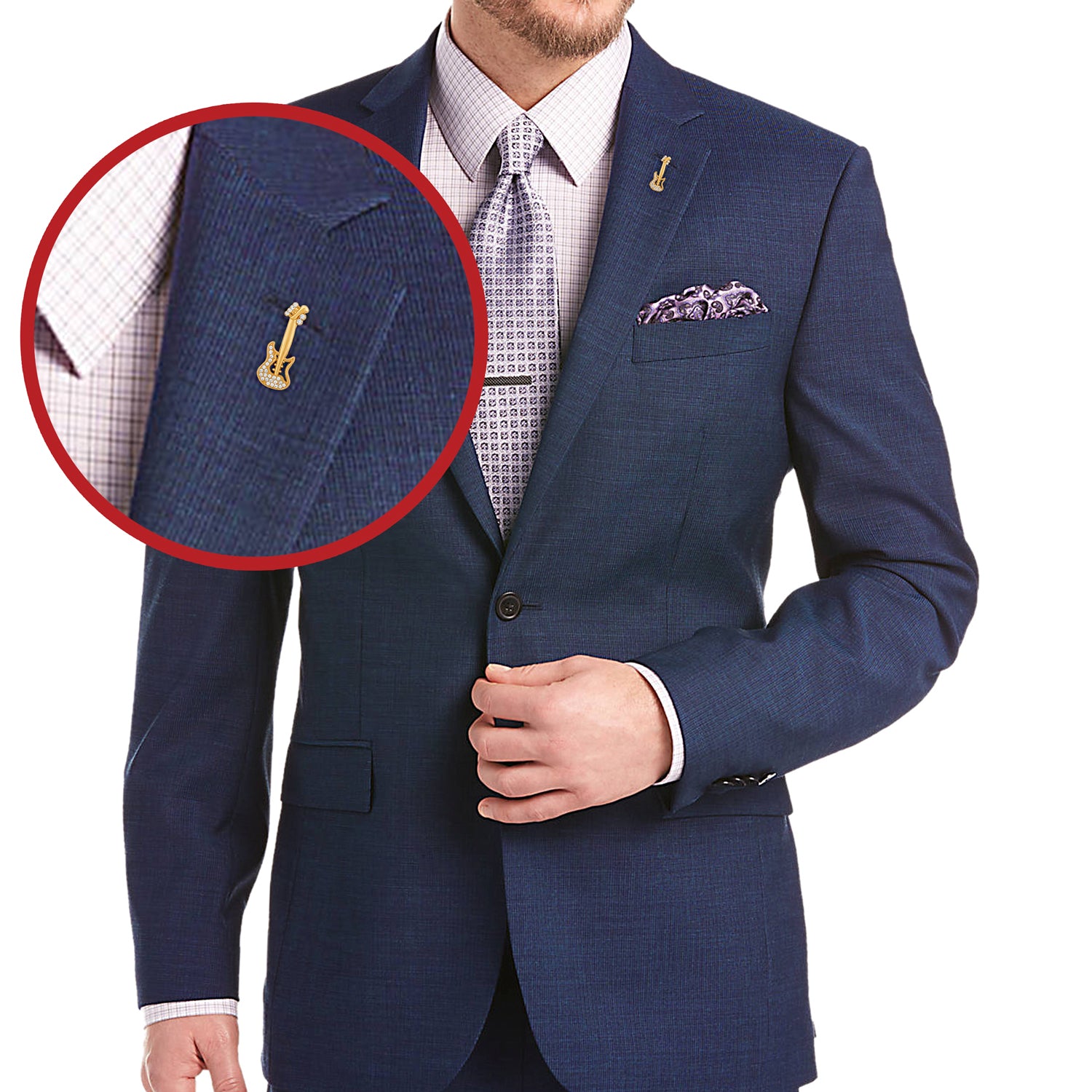 Music Lover Guitar Crystal Brooch