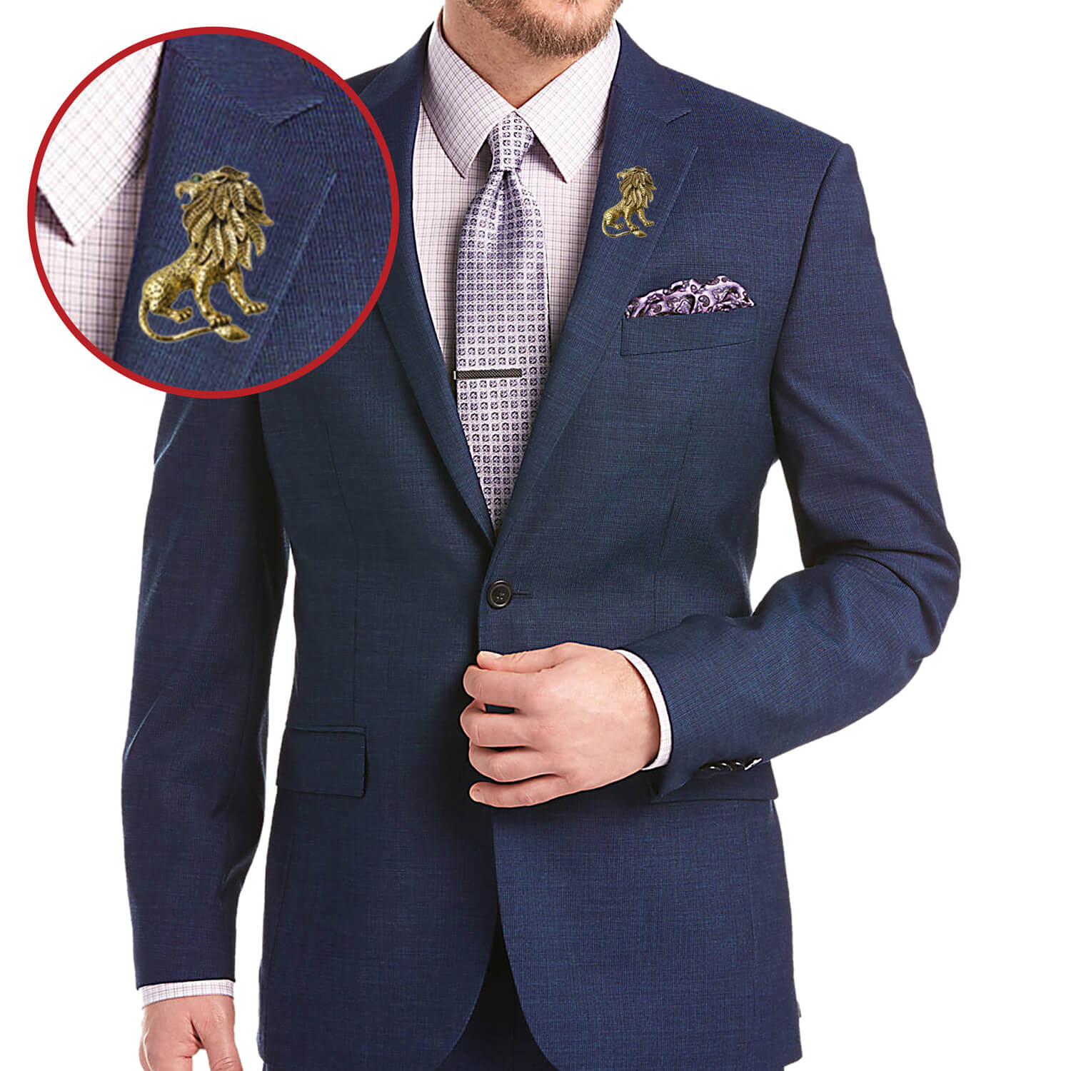 Gold Antique Vintage Unisex Lion Brooch Pin for Suit Clothing