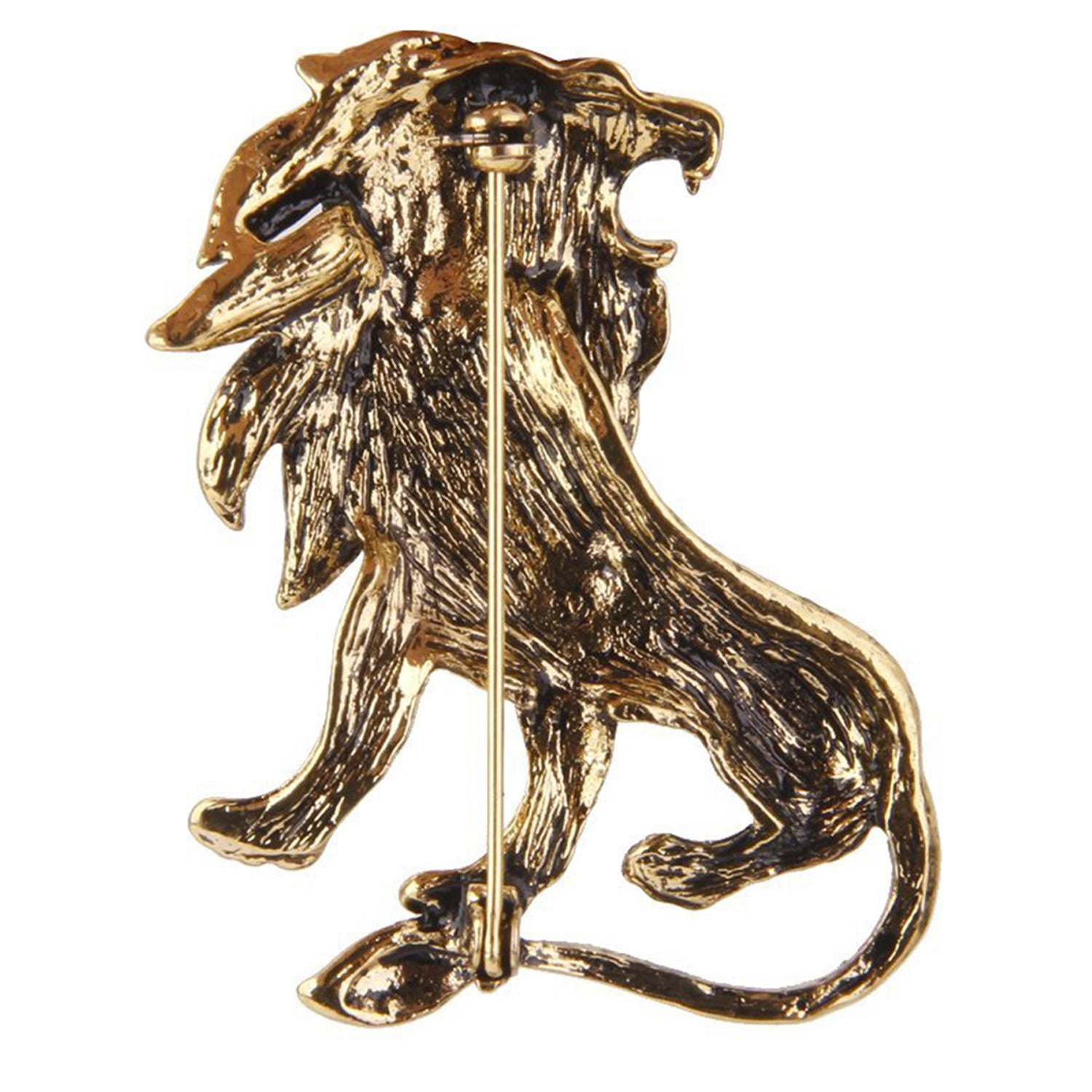 Gold Antique Vintage Unisex Lion Brooch Pin for Suit Clothing