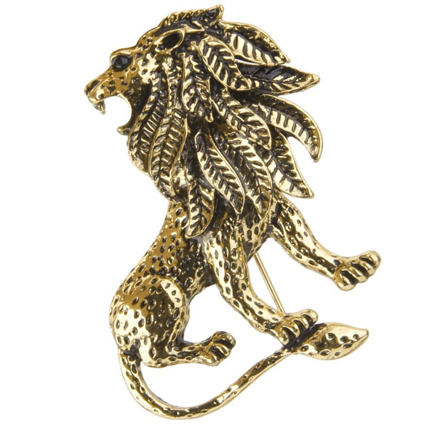 Gold Antique Vintage Unisex Lion Brooch Pin for Suit Clothing
