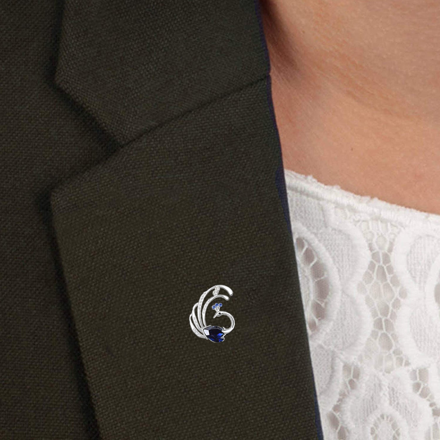 Swooning Peacock Brooch