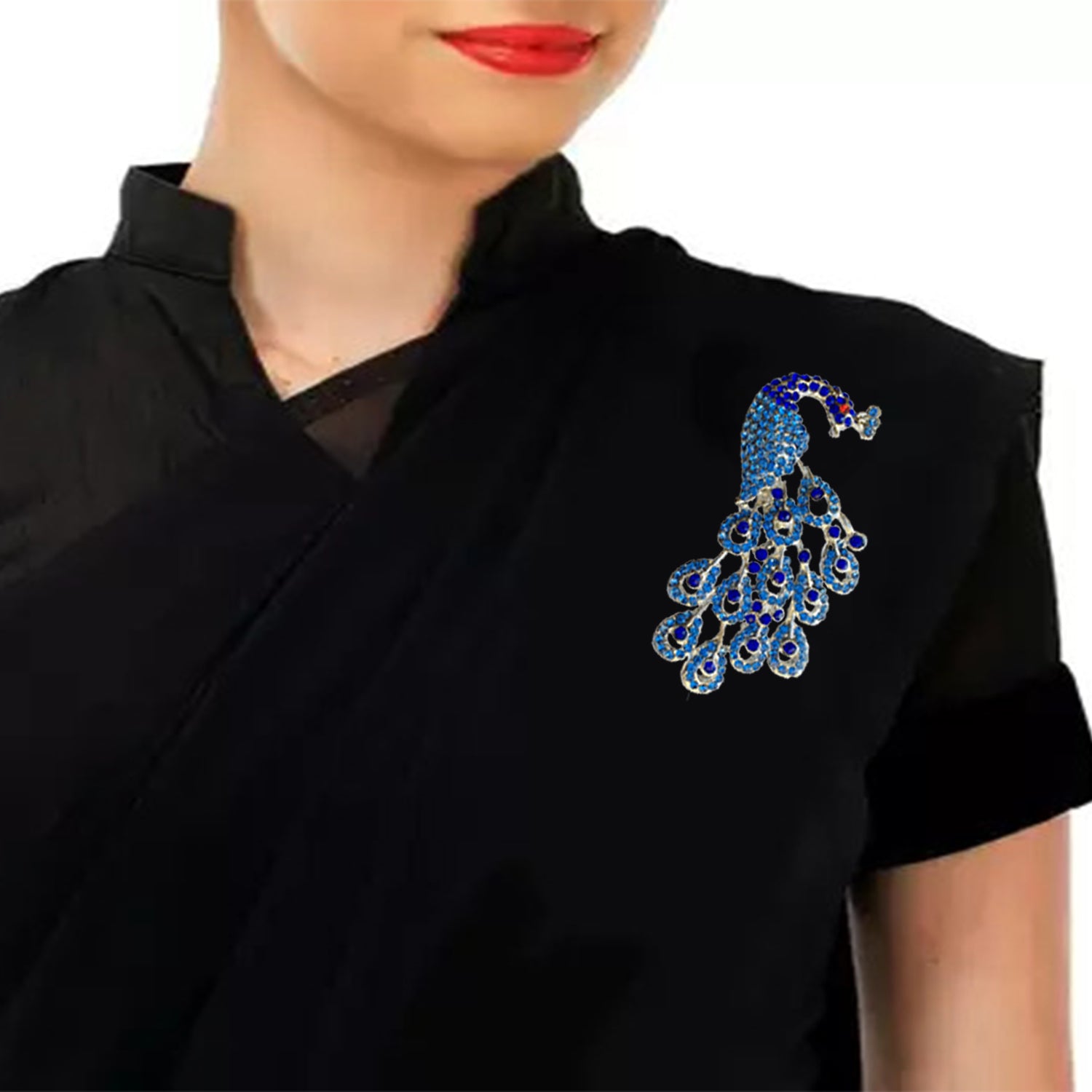 Crystal Studded Beautiful Peacock Brooch