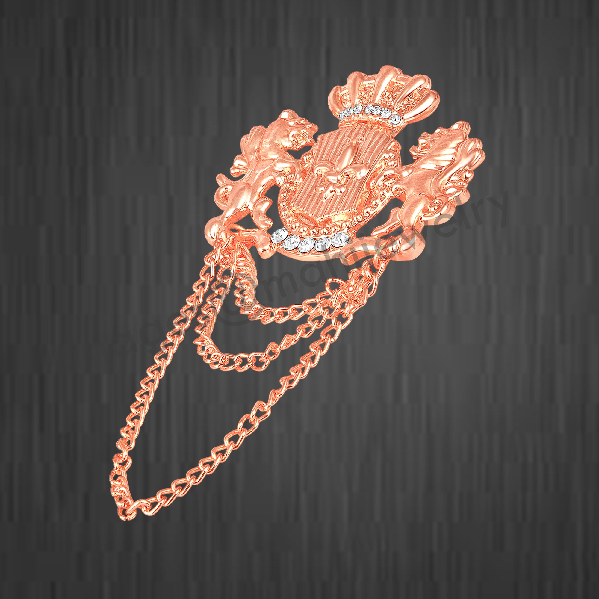 Men's Angel Unicorns With Golden Chain Brooch