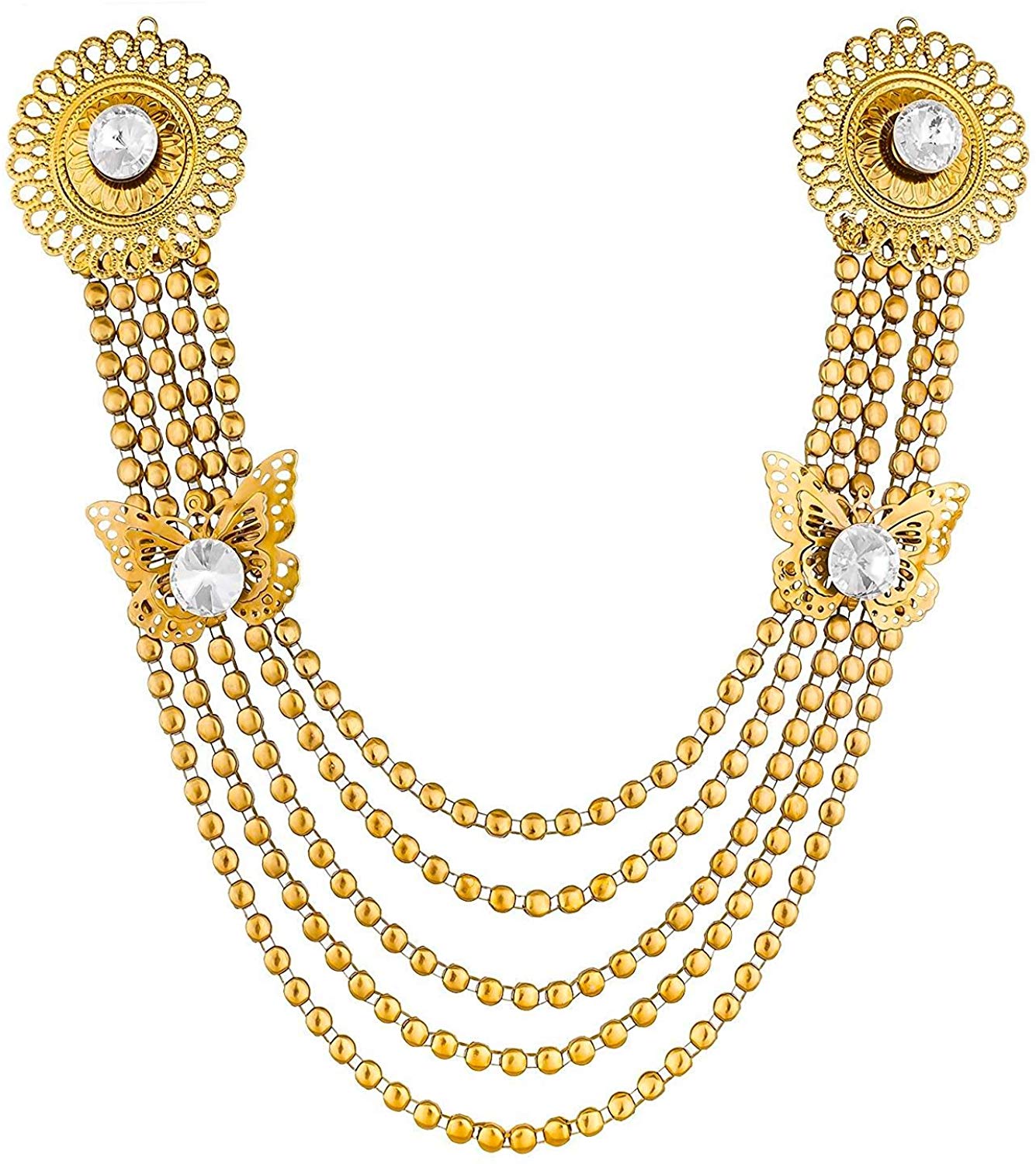 Gold Antique Double Butterfly Chain Brooch for Men & Women