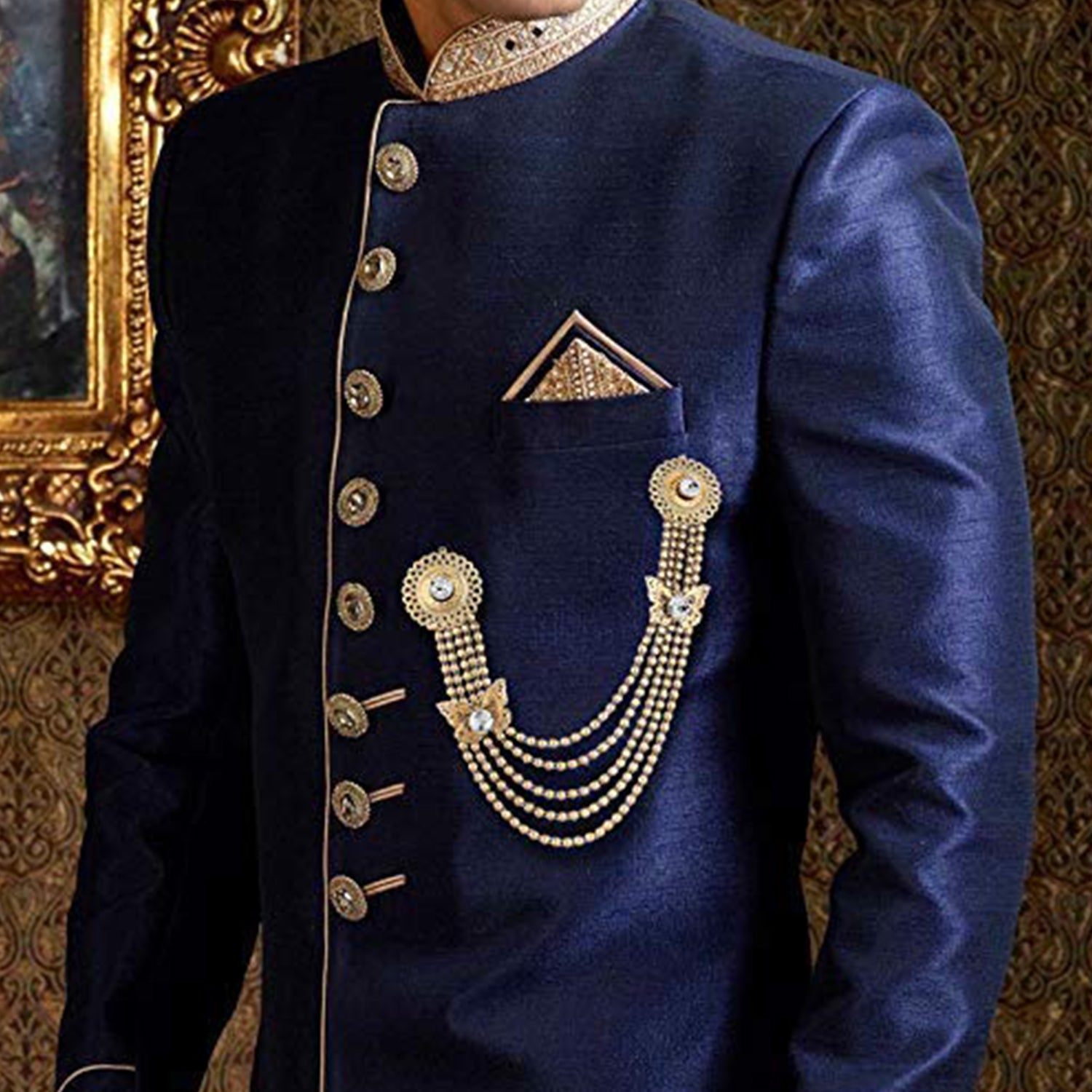 Gold Antique Double Butterfly Chain Brooch for Men & Women