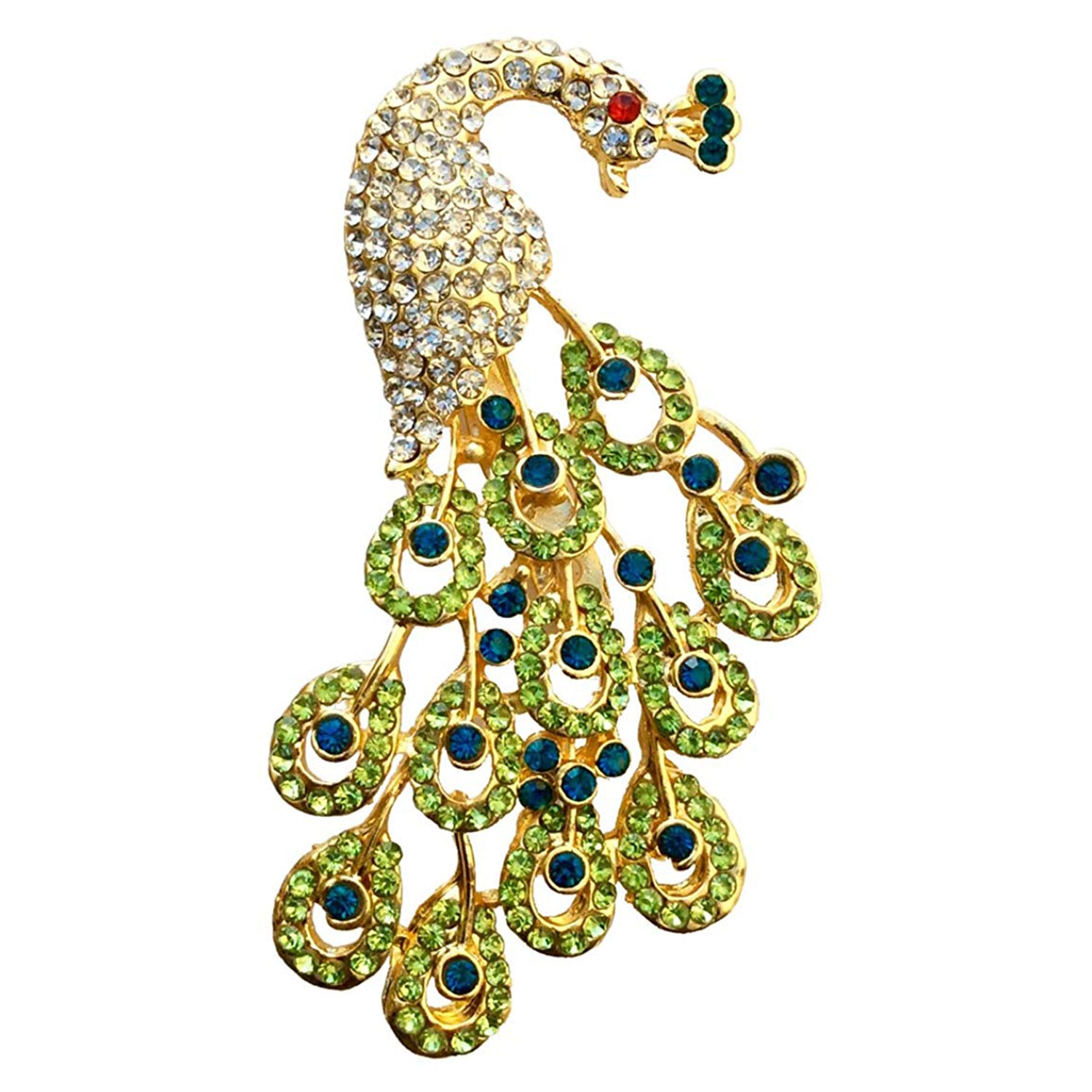 Crystal Studded Beautiful Peacock Brooch
