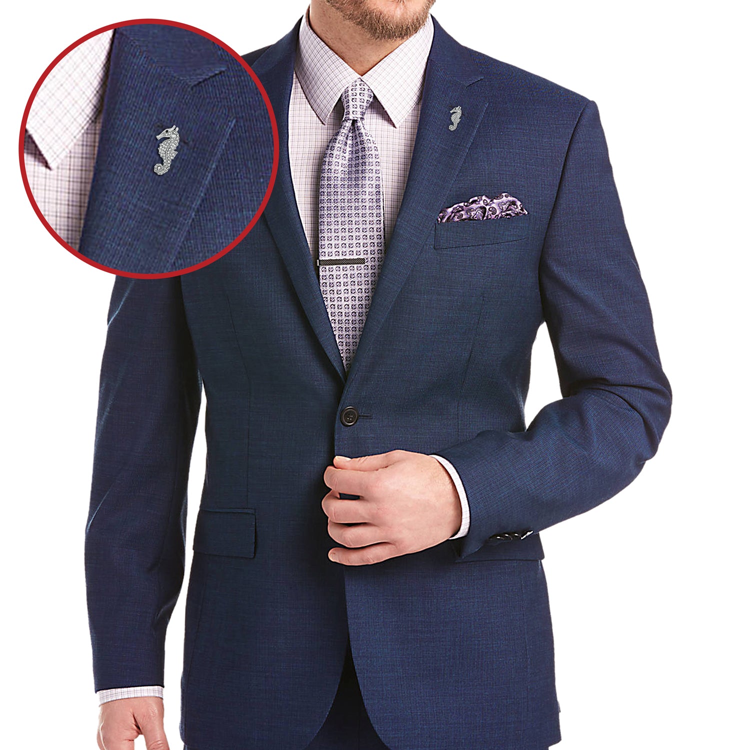 Gleaming Crystal Sea Horse Unisex Lapel Pin