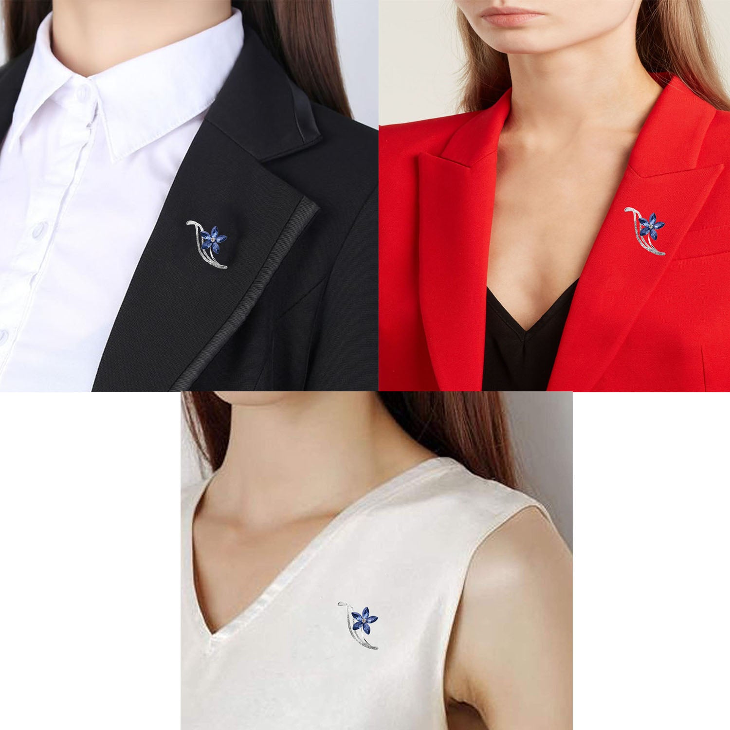 Floral Designer Montana Blue Crystal Brooch