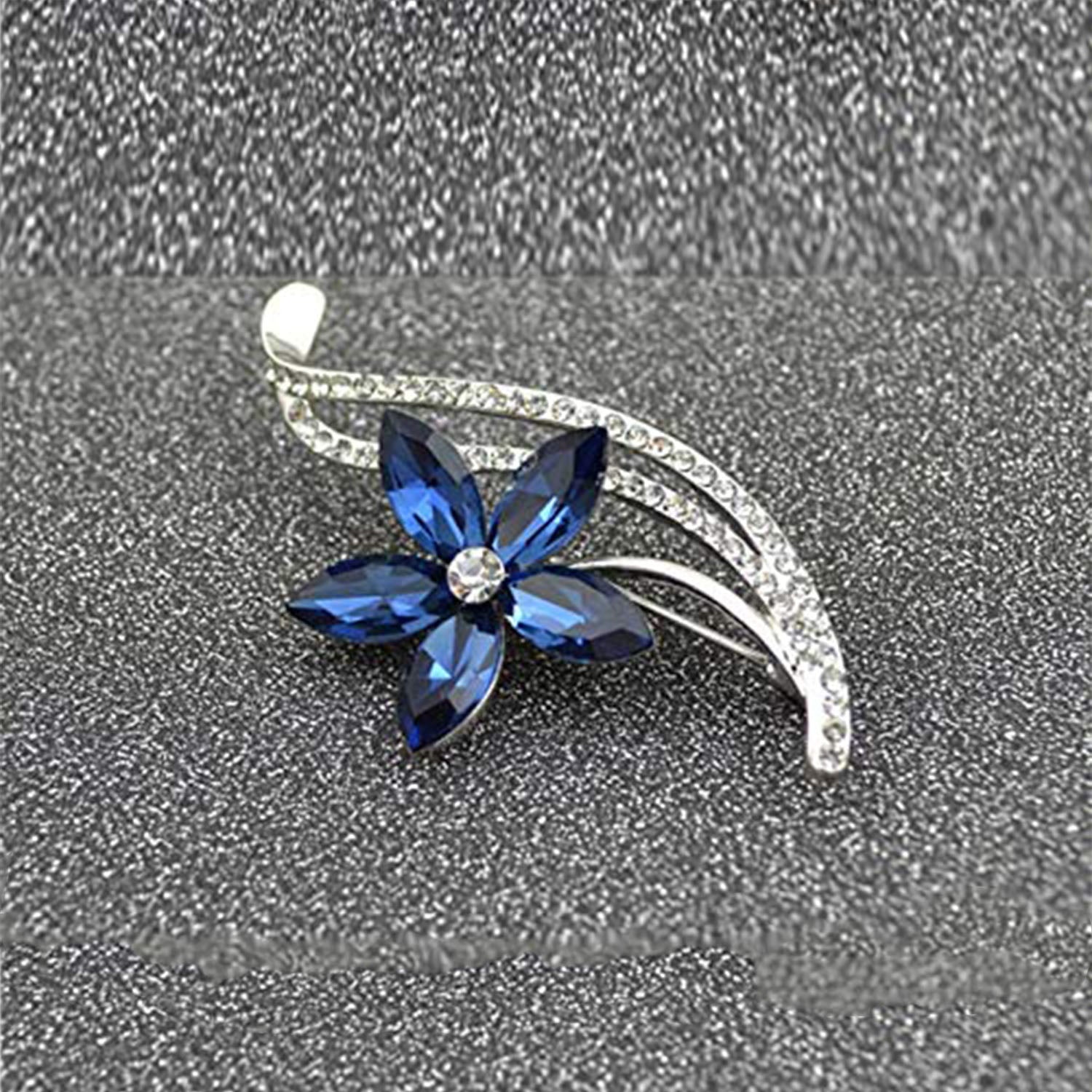 Floral Designer Montana Blue Crystal Brooch