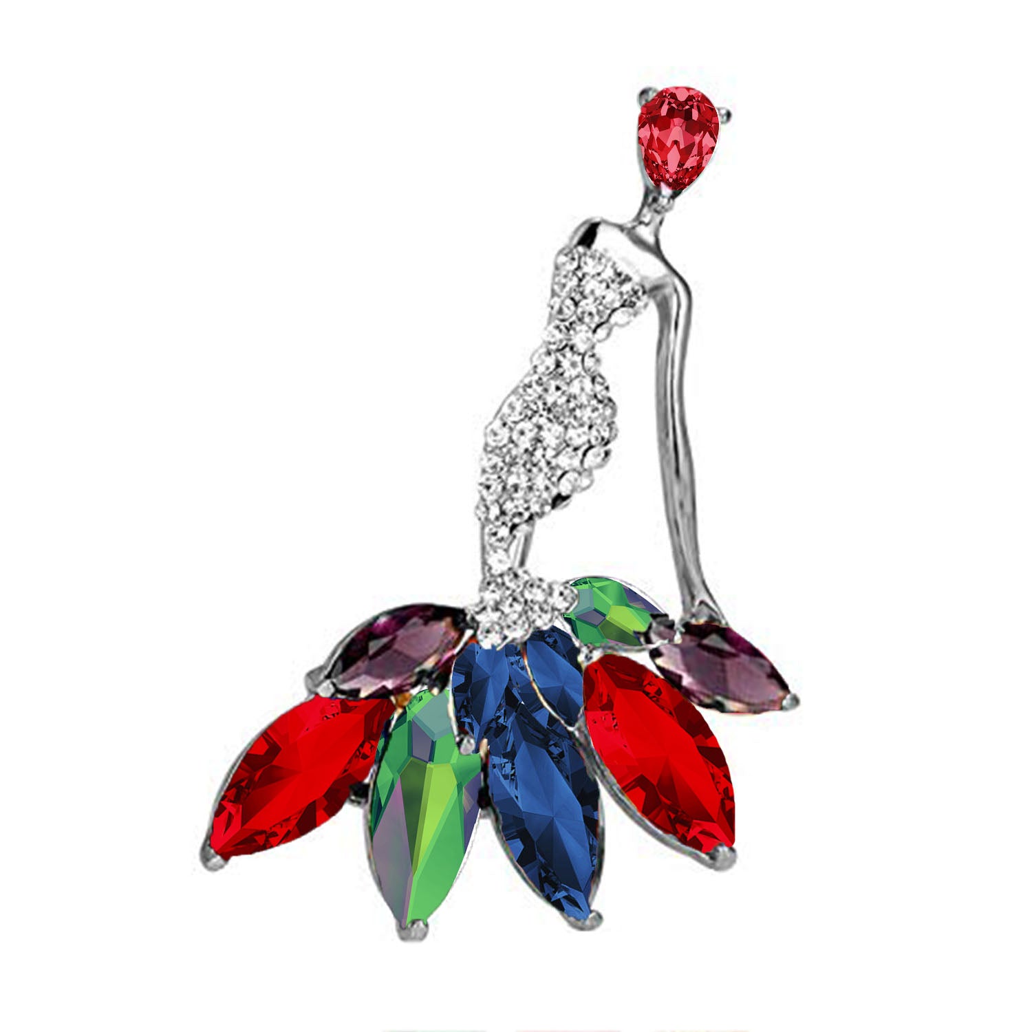 Dancing Doll Multicolour Crystal Brooch