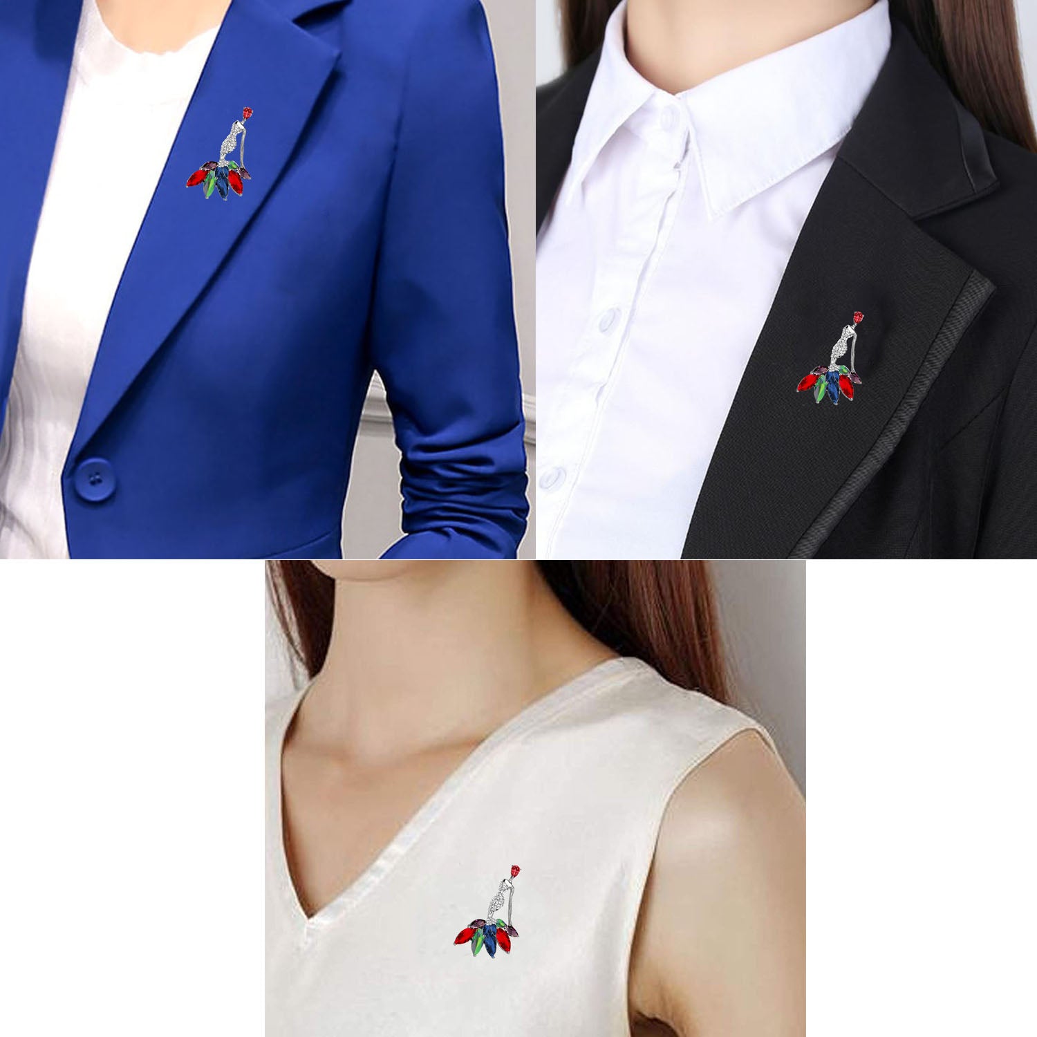 Dancing Doll Multicolour Crystal Brooch