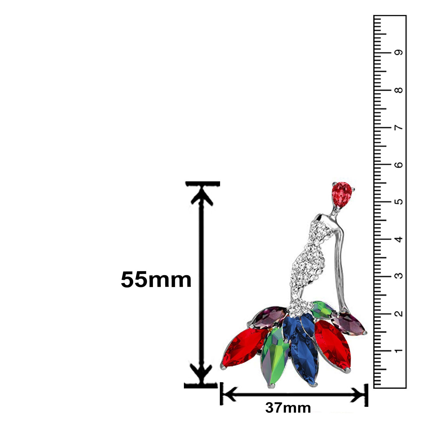 Dancing Doll Multicolour Crystal Brooch