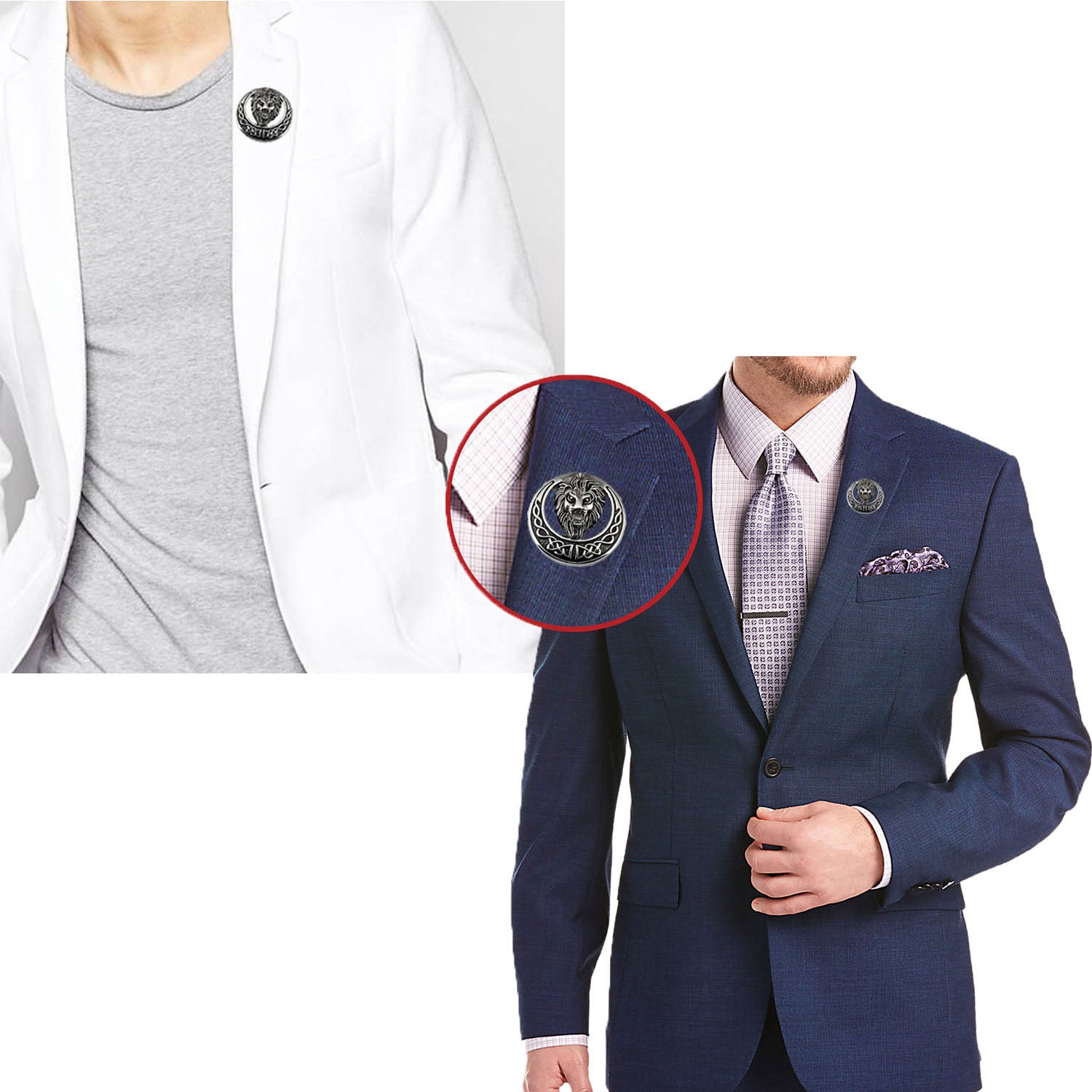 Roaring Lion Oxidized Brooch Lapel Pin