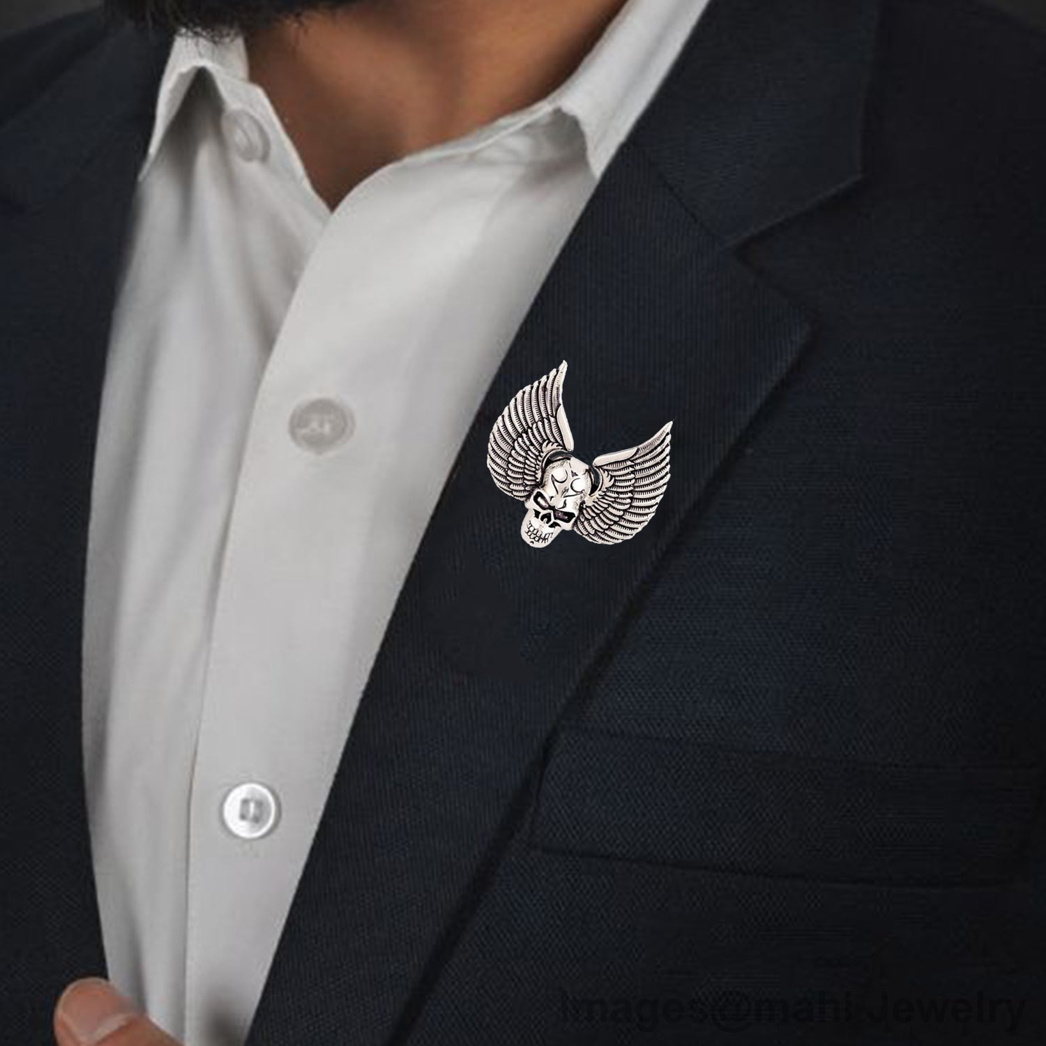 Skull and Wings Shirt Stud Brooch Pin