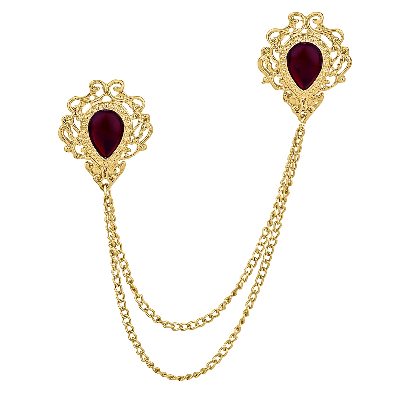 Metal Engraving Dual Layer Chain Brooch