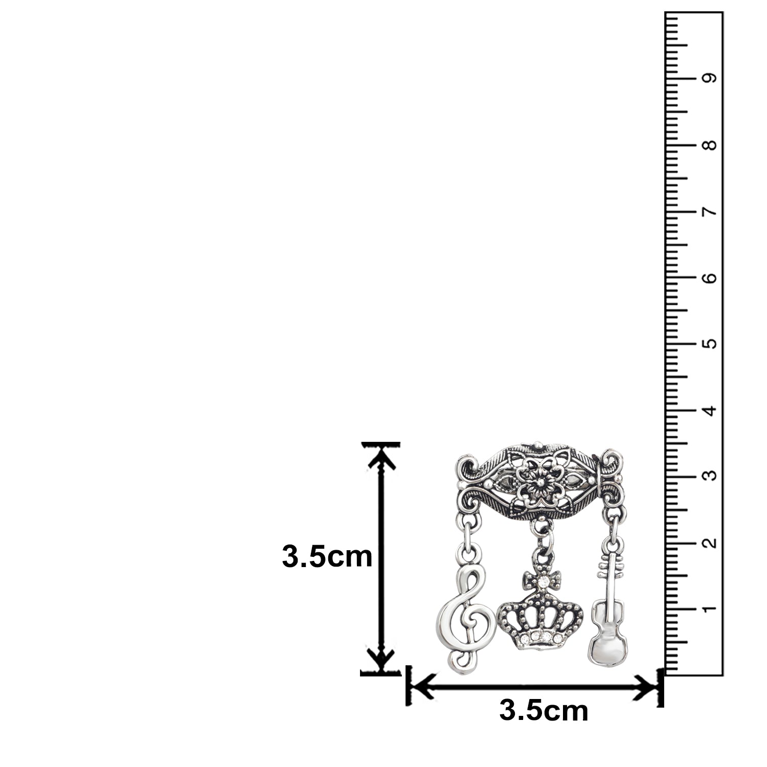 Music Note Crown and Guitar Brooch