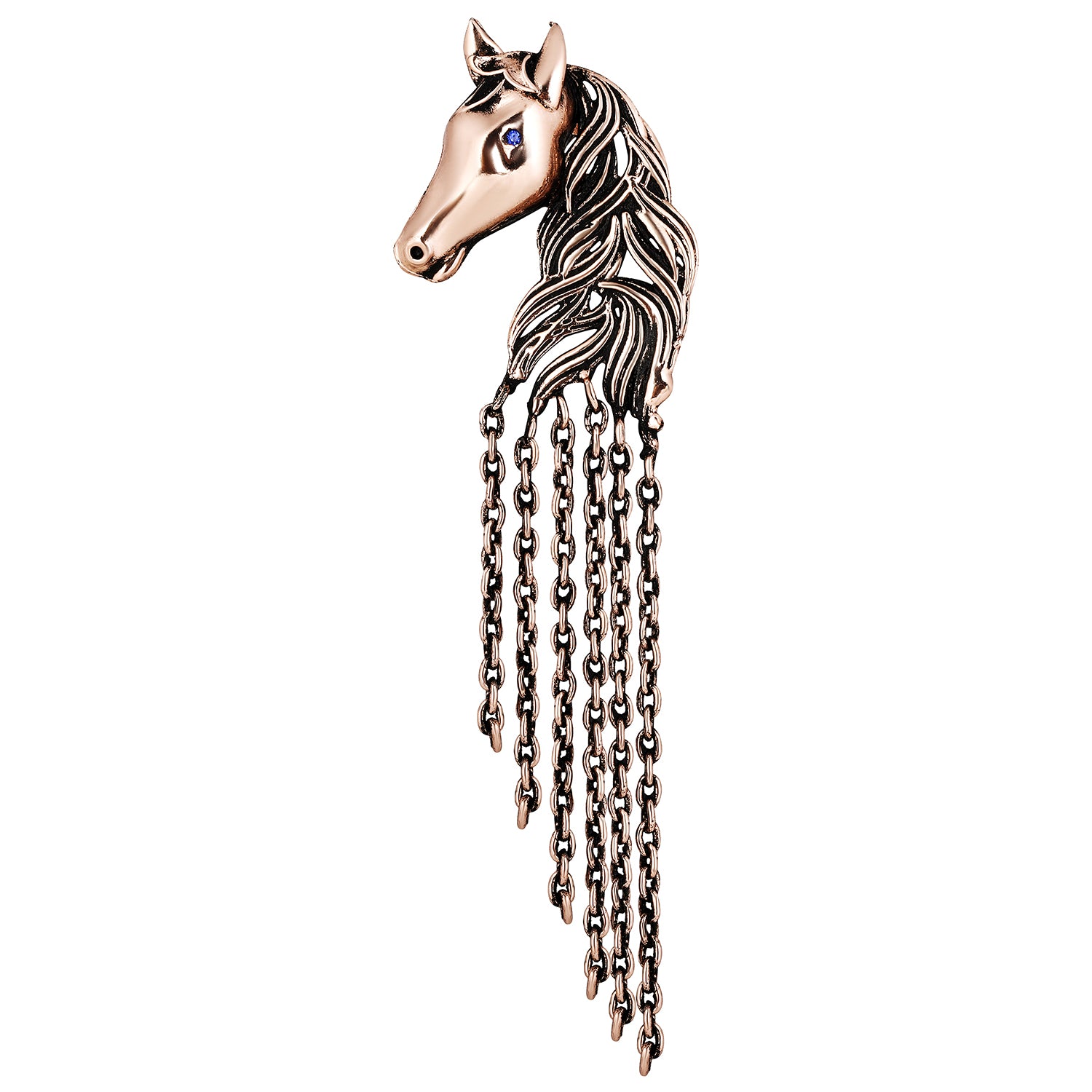 Horse Shaped Tassel Chain Shervani Brooch Pin