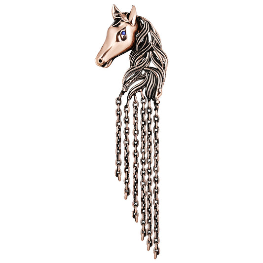 Horse Shaped Tassel Chain Shervani Brooch Pin