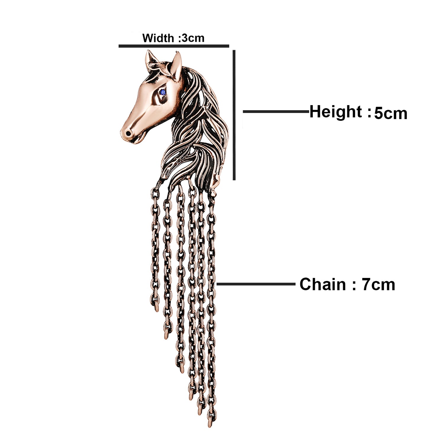 Horse Shaped Tassel Chain Shervani Brooch Pin