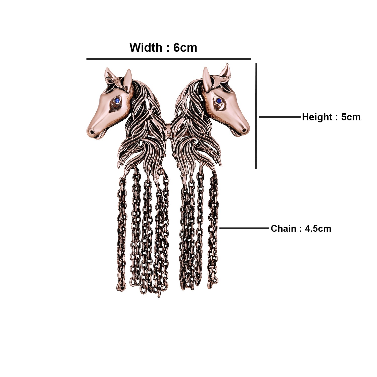 Dual Horse Shaped Tassel Chain Sherwani Brooch