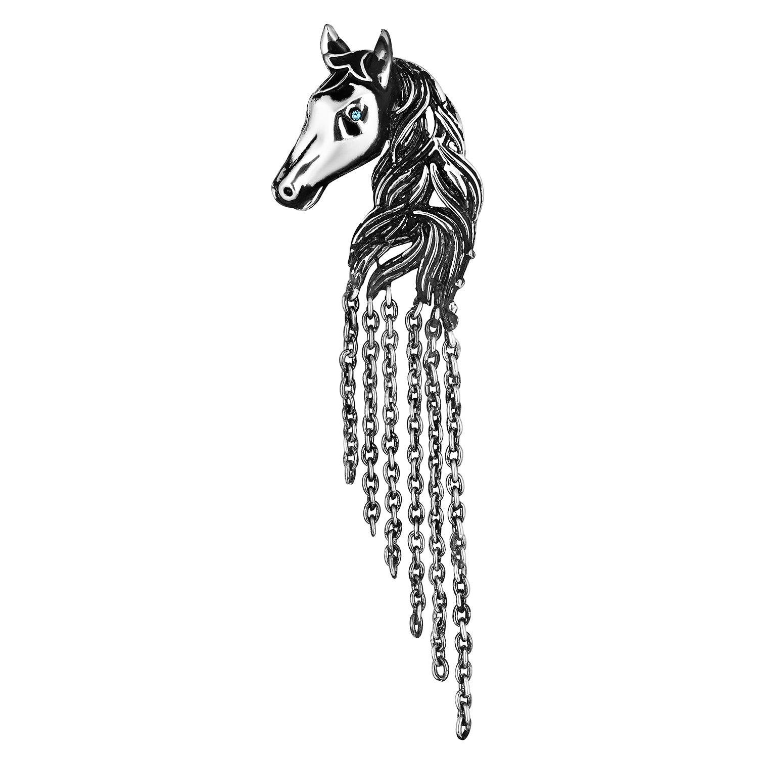 Horse Shaped Tassel Chain Shervani Brooch Pin