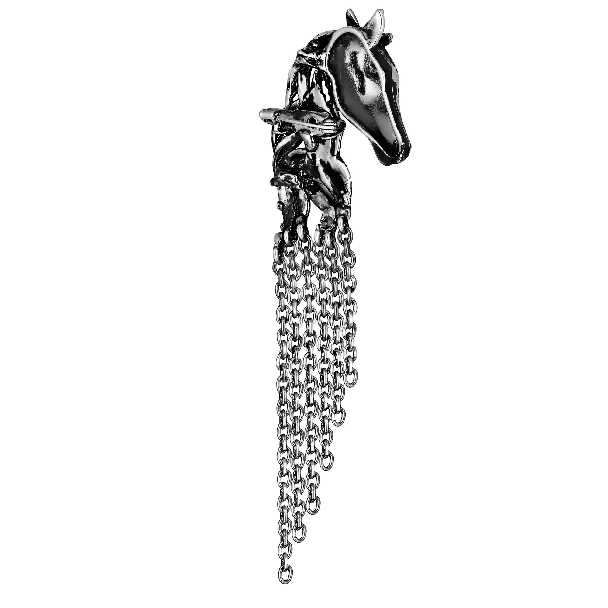 Horse Shaped Tassel Chain Shervani Brooch Pin