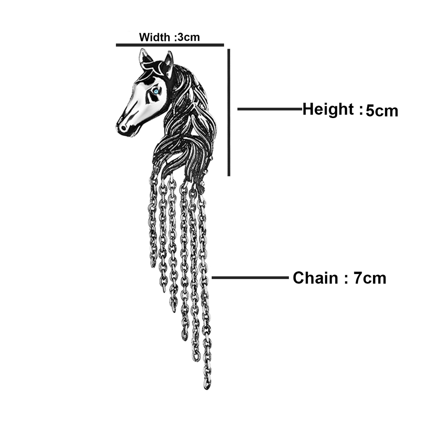 Horse Shaped Tassel Chain Shervani Brooch Pin