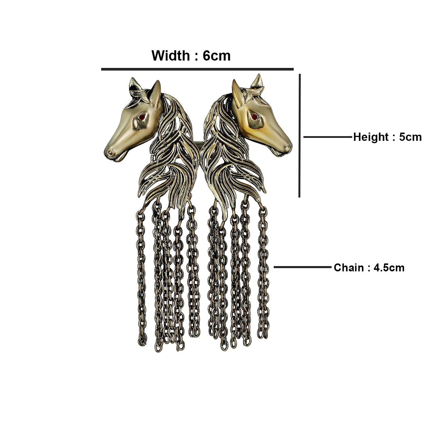 Dual Horse Shaped Tassel Chain Sherwani Brooch