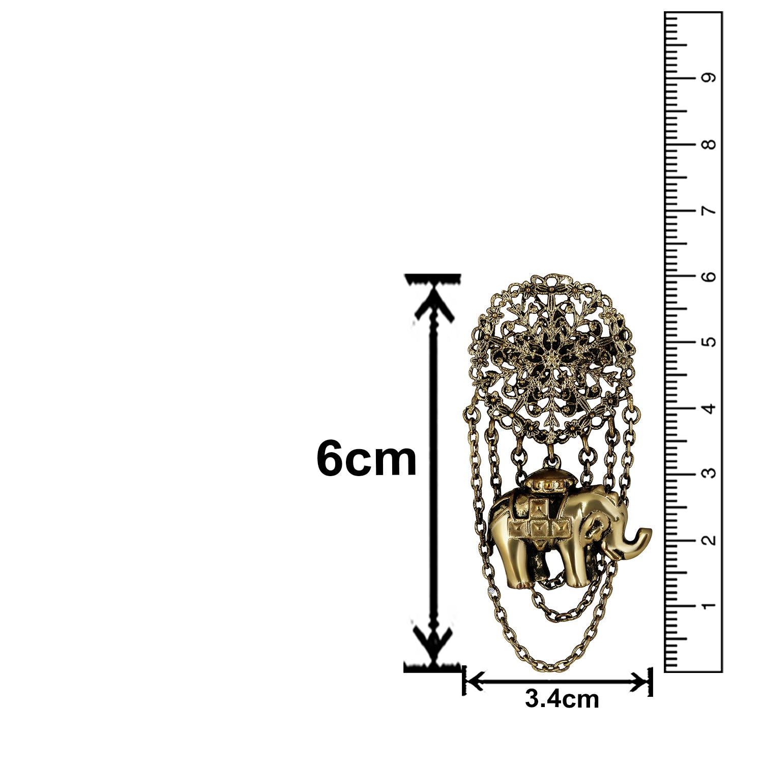 Baby Elaphant Shaped Floral Brooch Pin with Chain