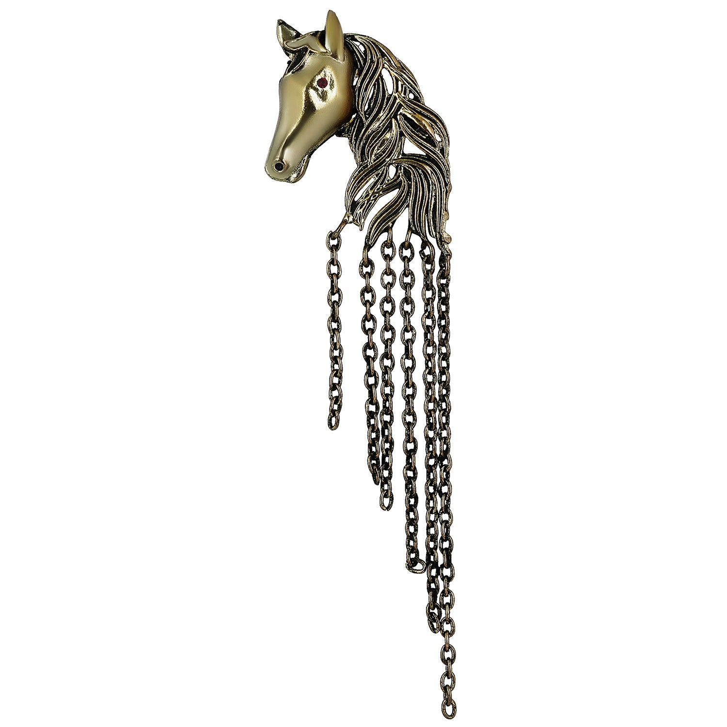 Horse Shaped Tassel Chain Shervani Brooch Pin