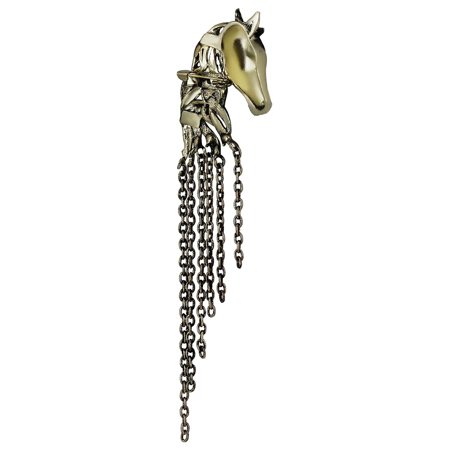 Horse Shaped Tassel Chain Shervani Brooch Pin