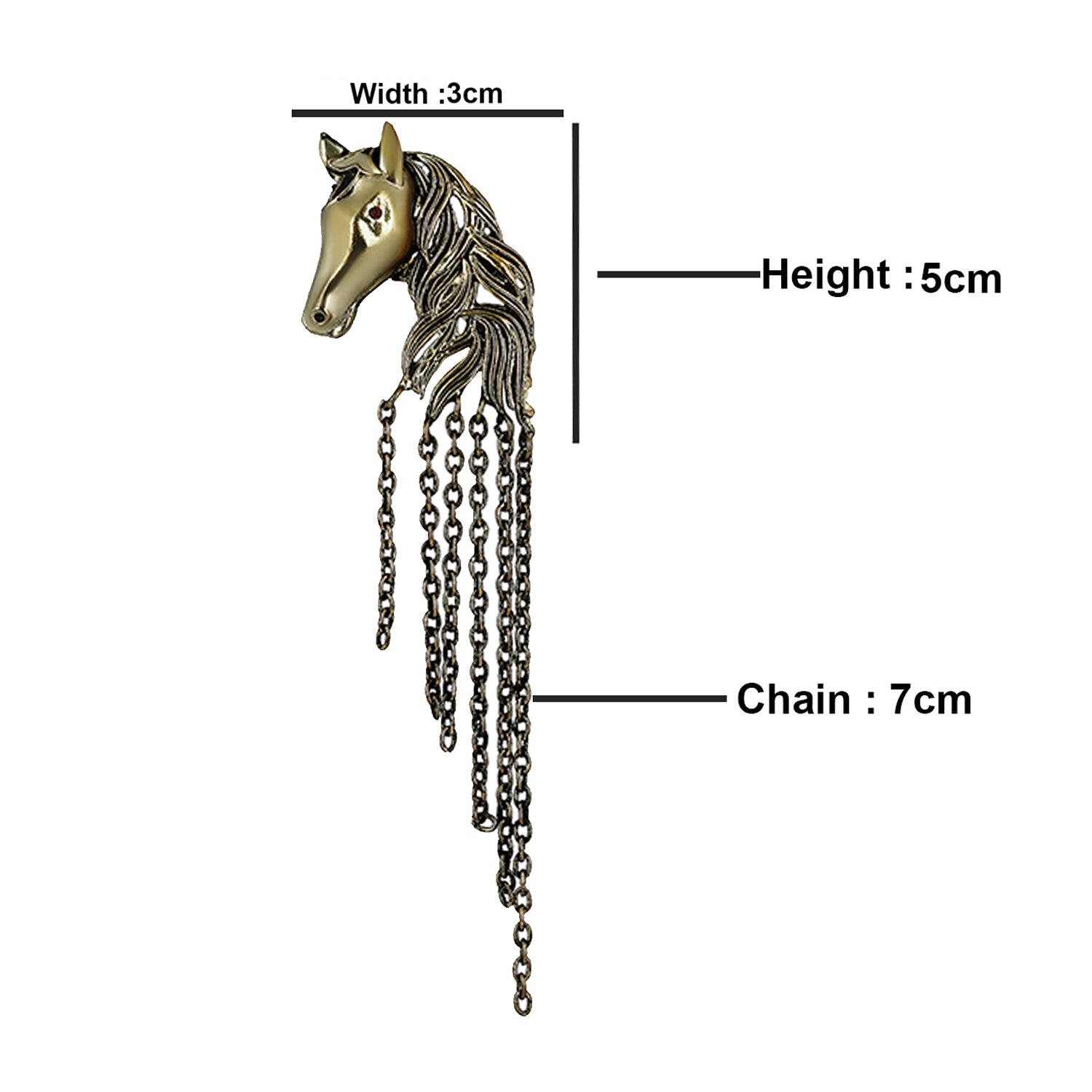 Horse Shaped Tassel Chain Shervani Brooch Pin