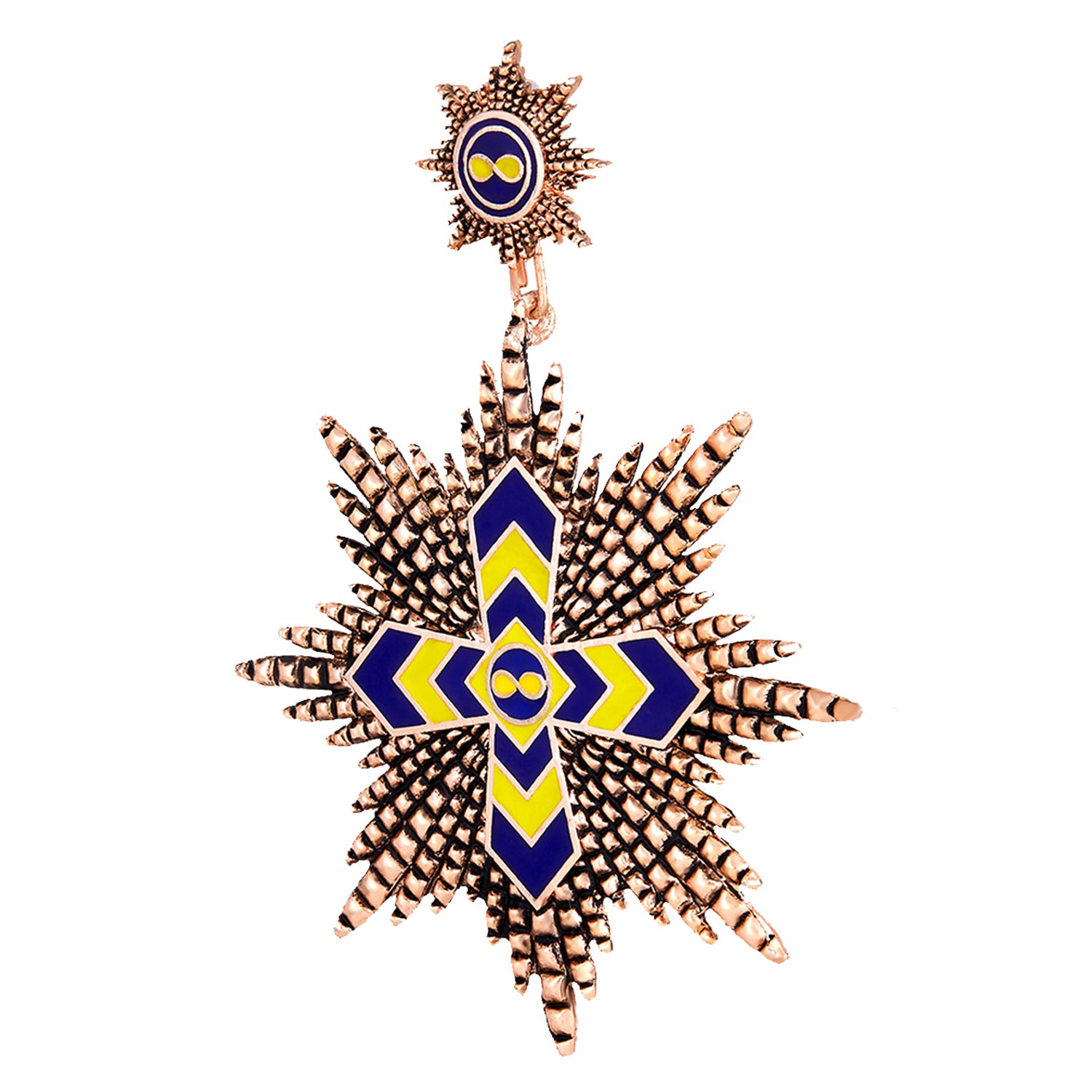 Multicolor Interlocking Cross Unisex Brooch