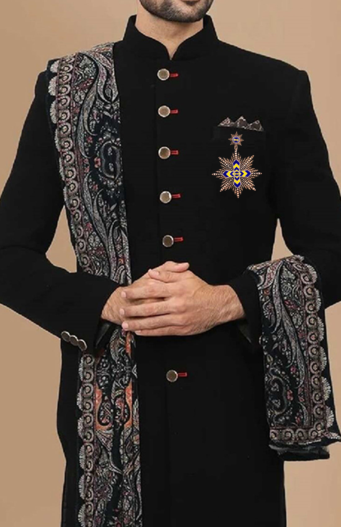 Multicolor Interlocking Cross Unisex Brooch