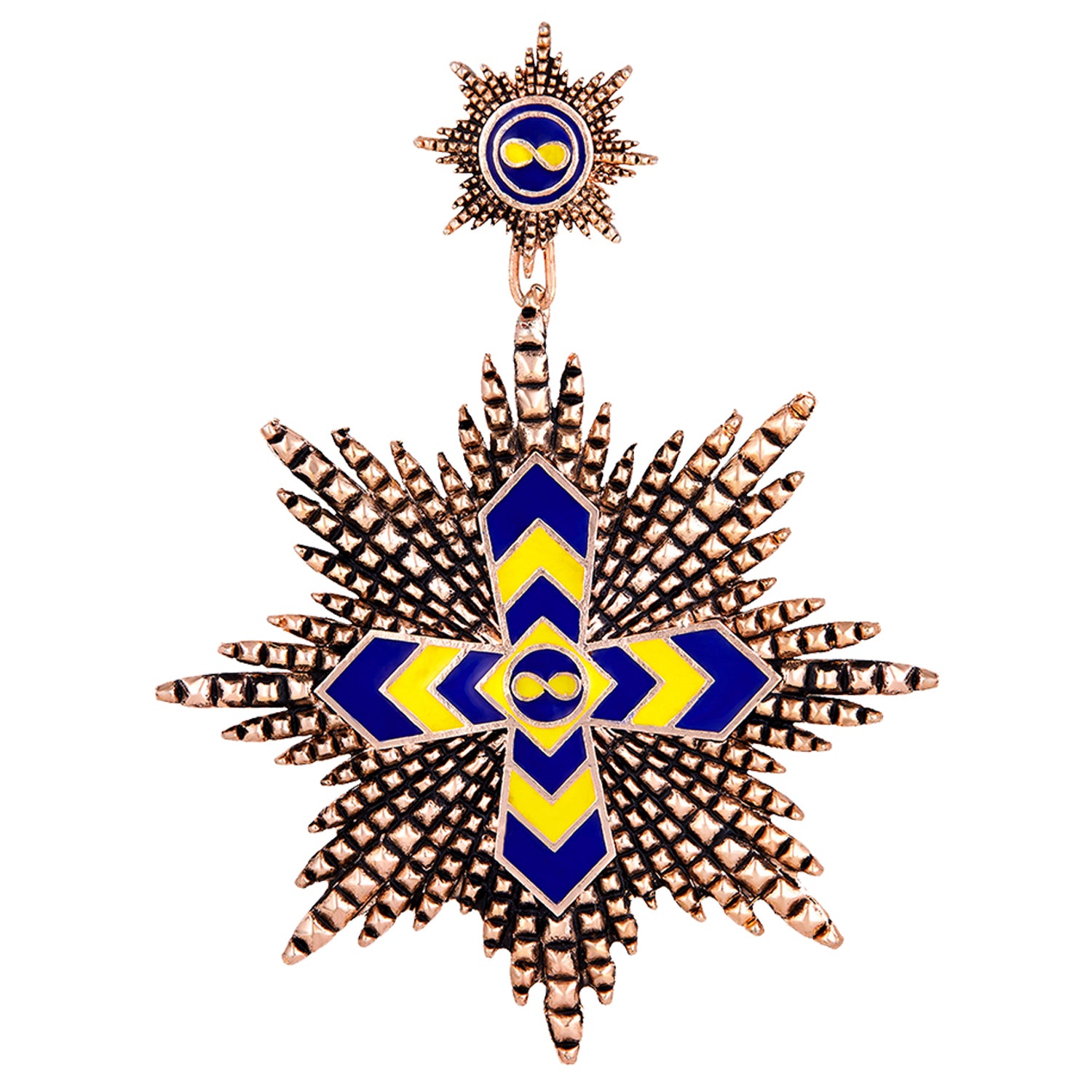 Multicolor Interlocking Cross Unisex Brooch