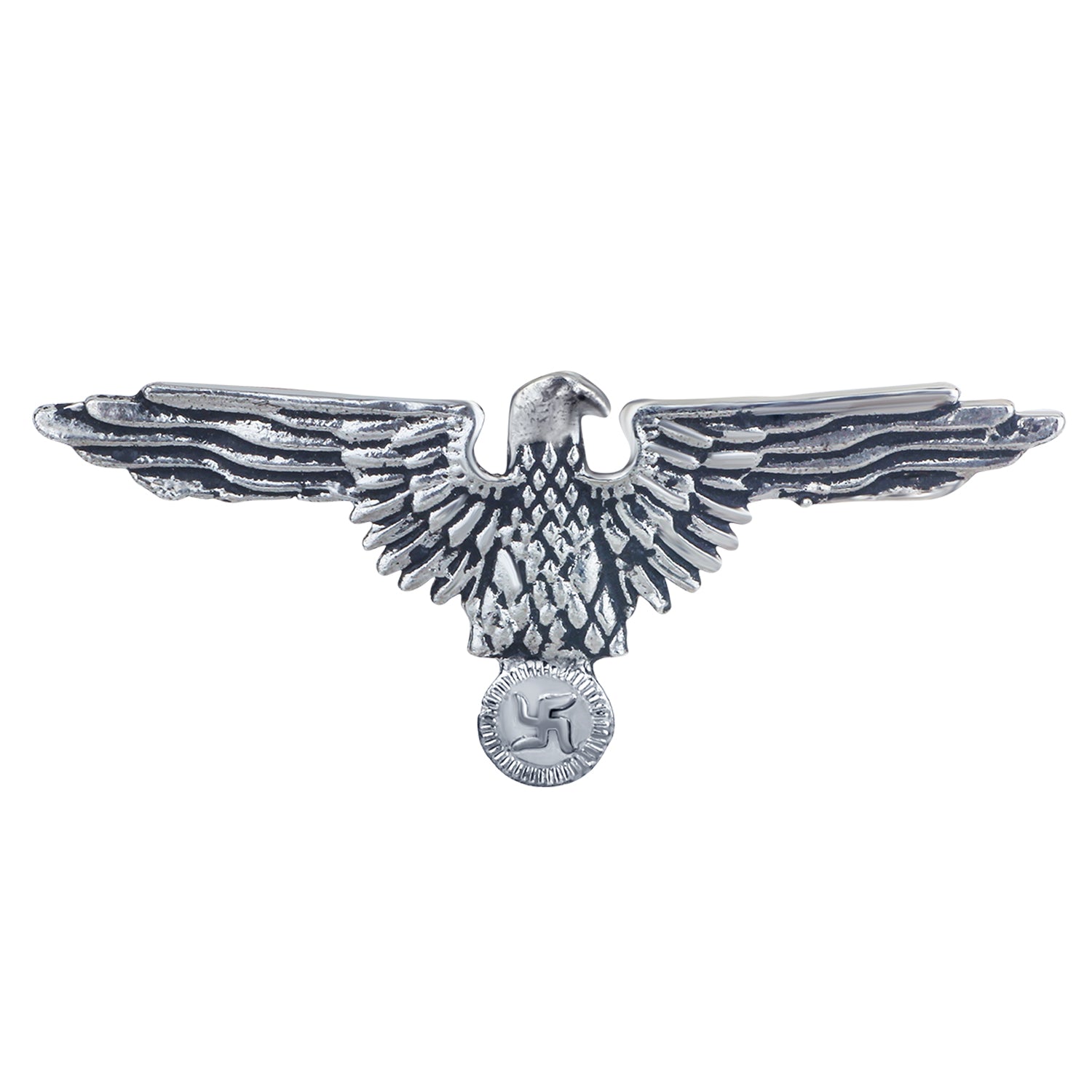 Swastik and Flying Eagle Shaped Oxidized Brooch