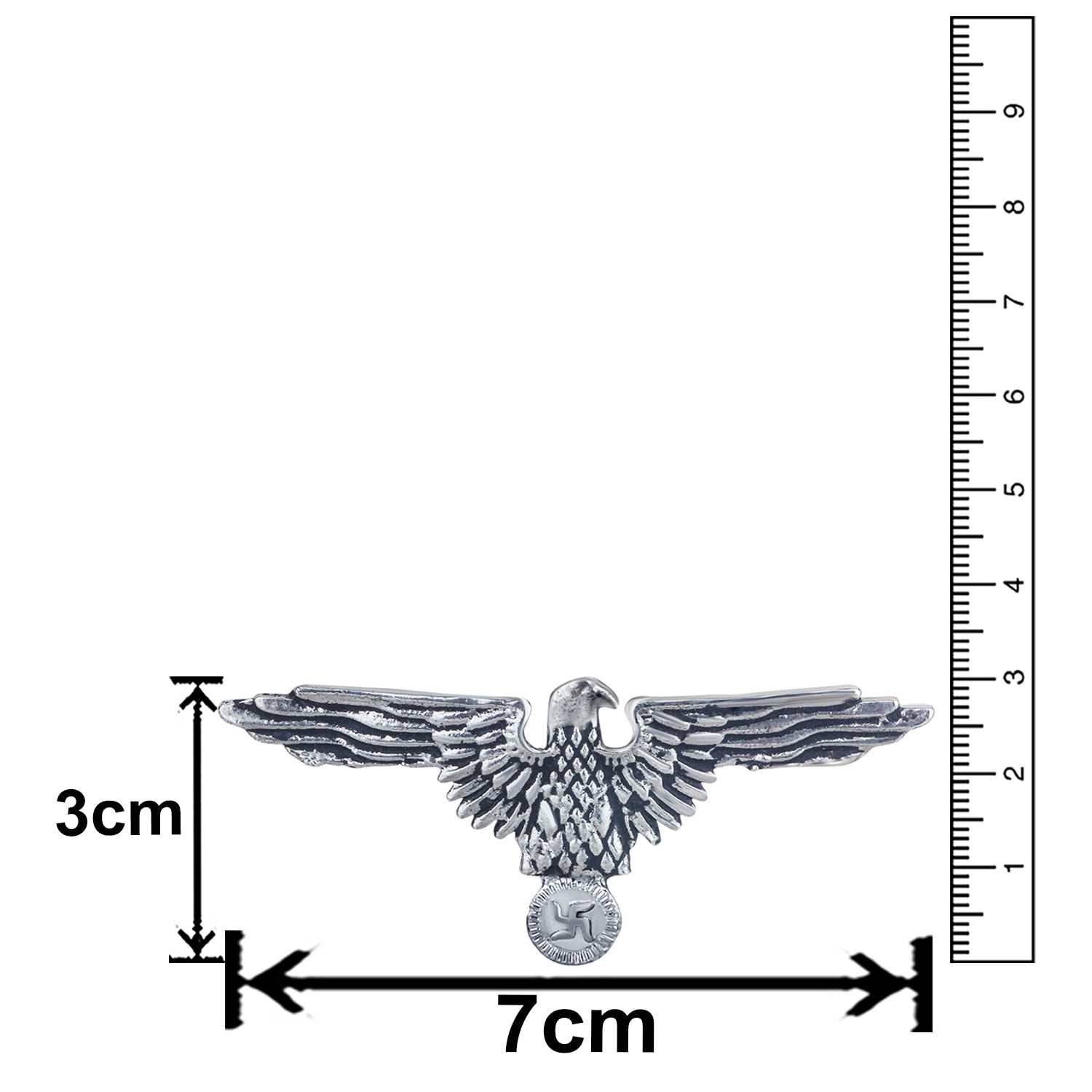 Swastik and Flying Eagle Shaped Oxidized Brooch