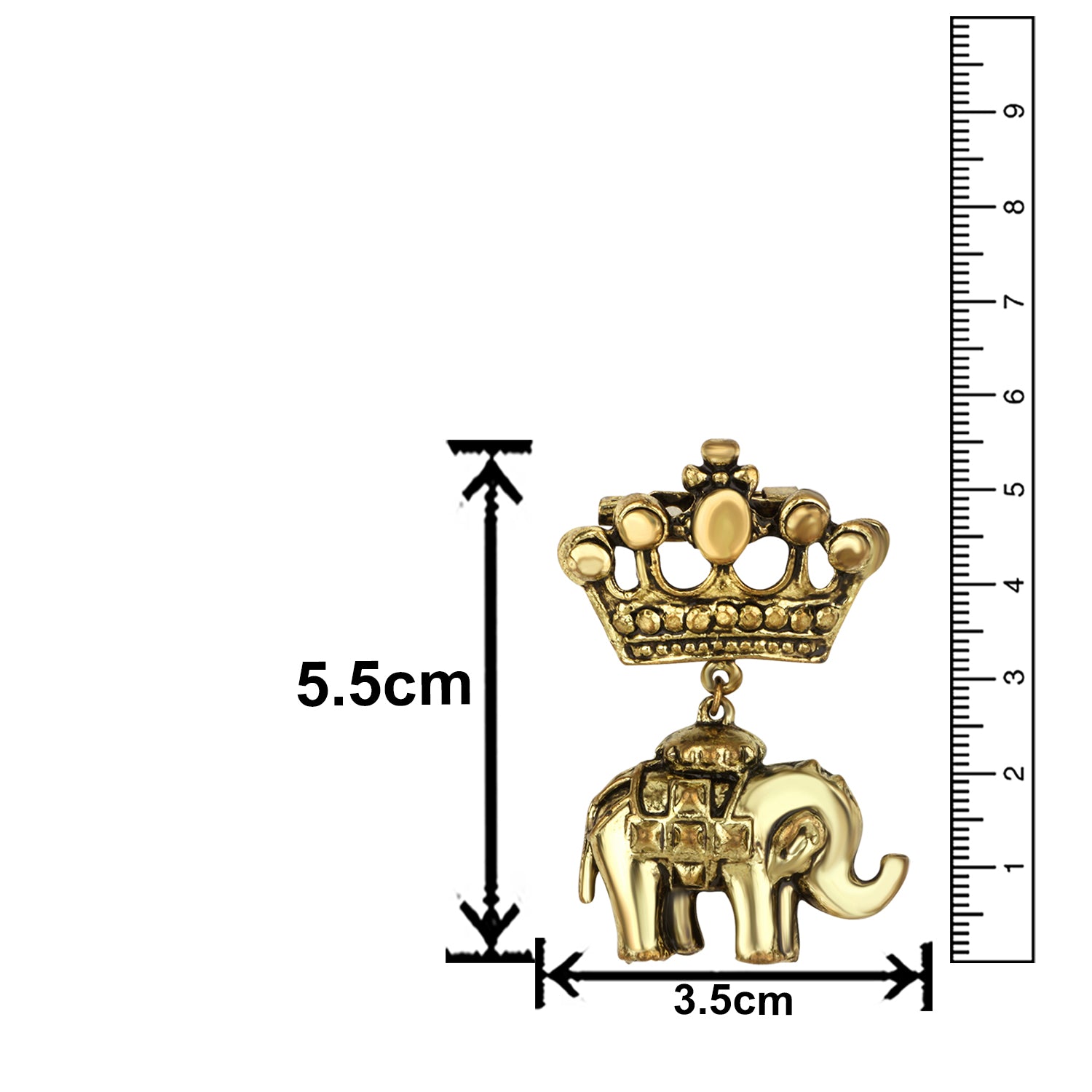 Crown and Baby Elephant Shaped Oxidized Brooch