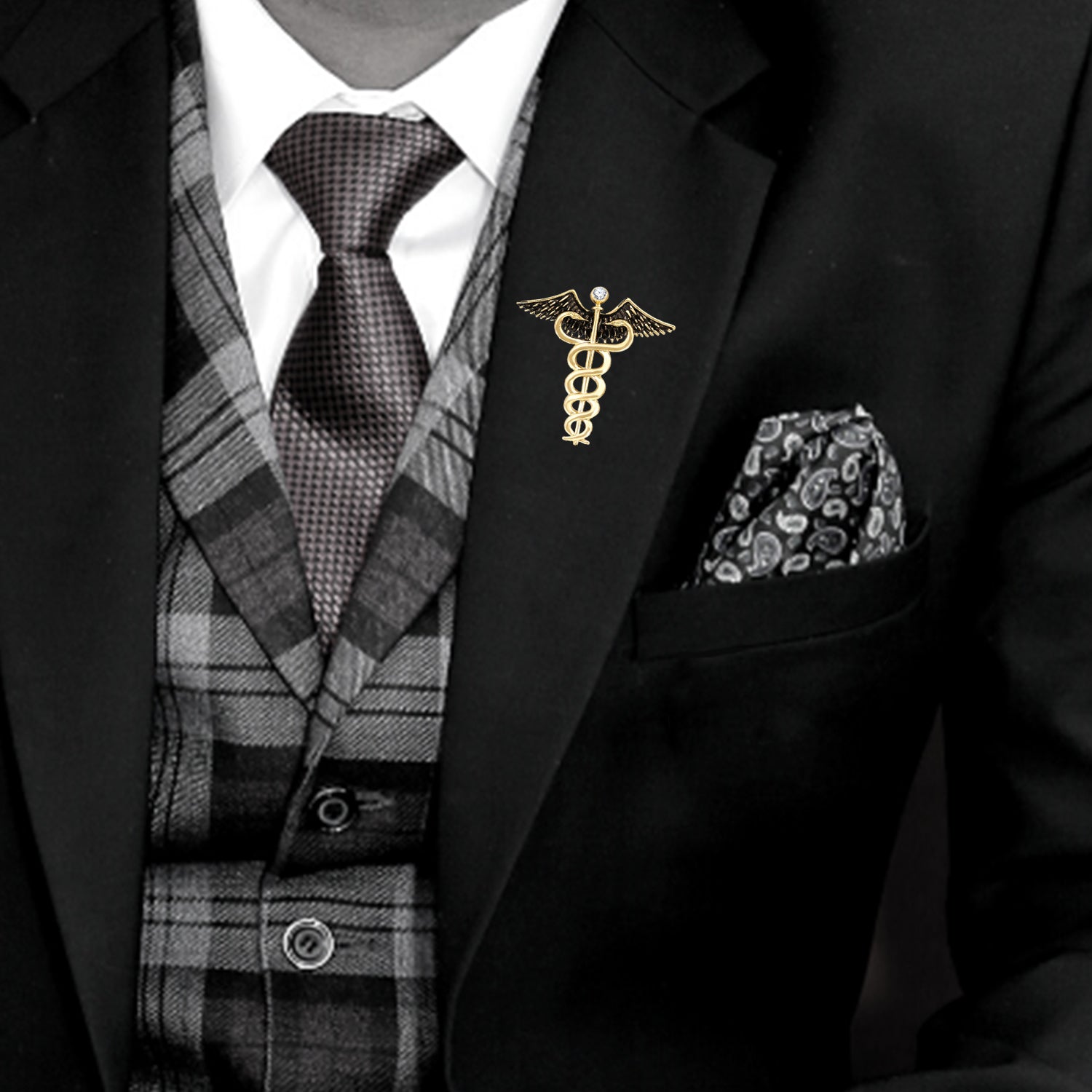 Caduceus Doctor's Brooch / Lapel Pin