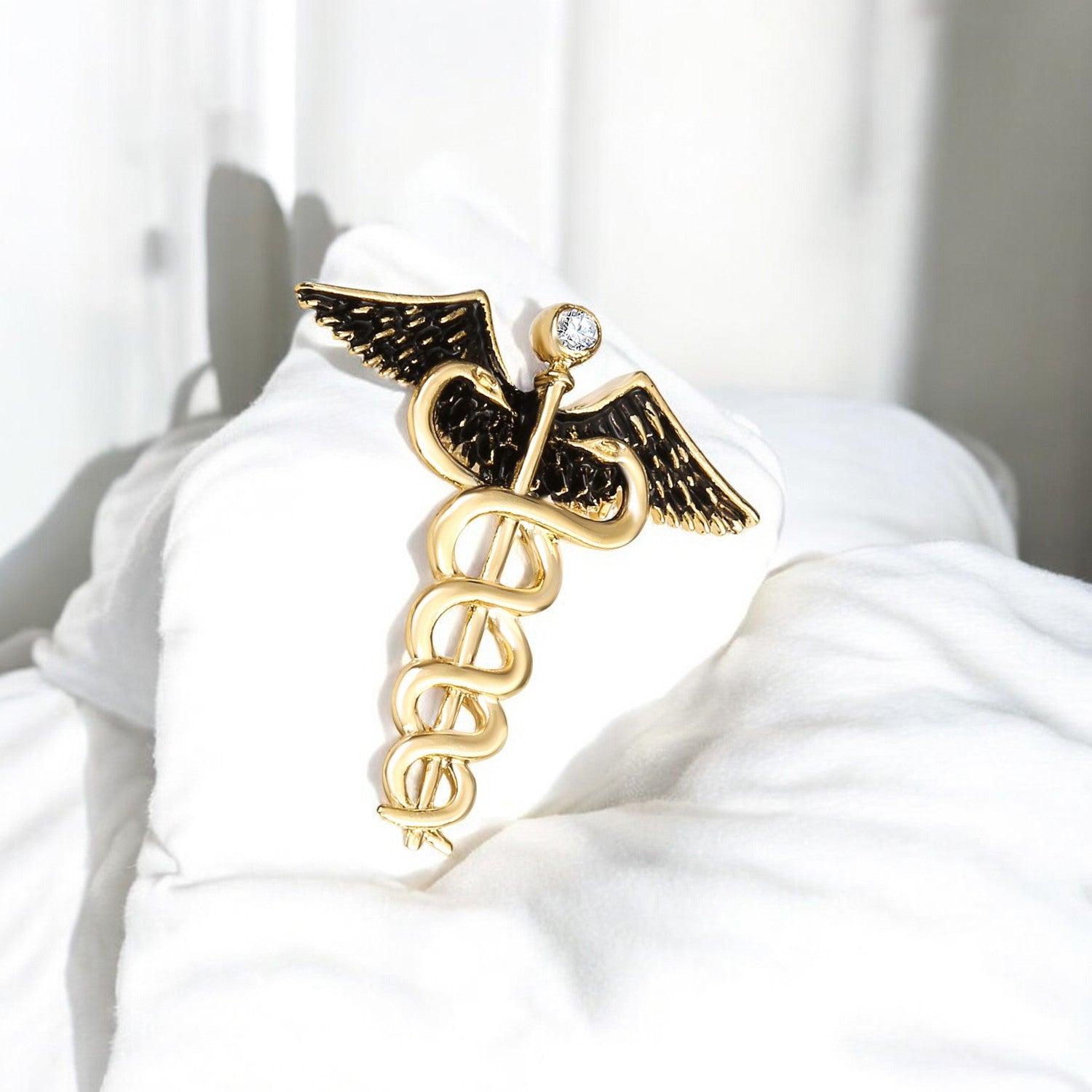 Caduceus Doctor's Brooch / Lapel Pin