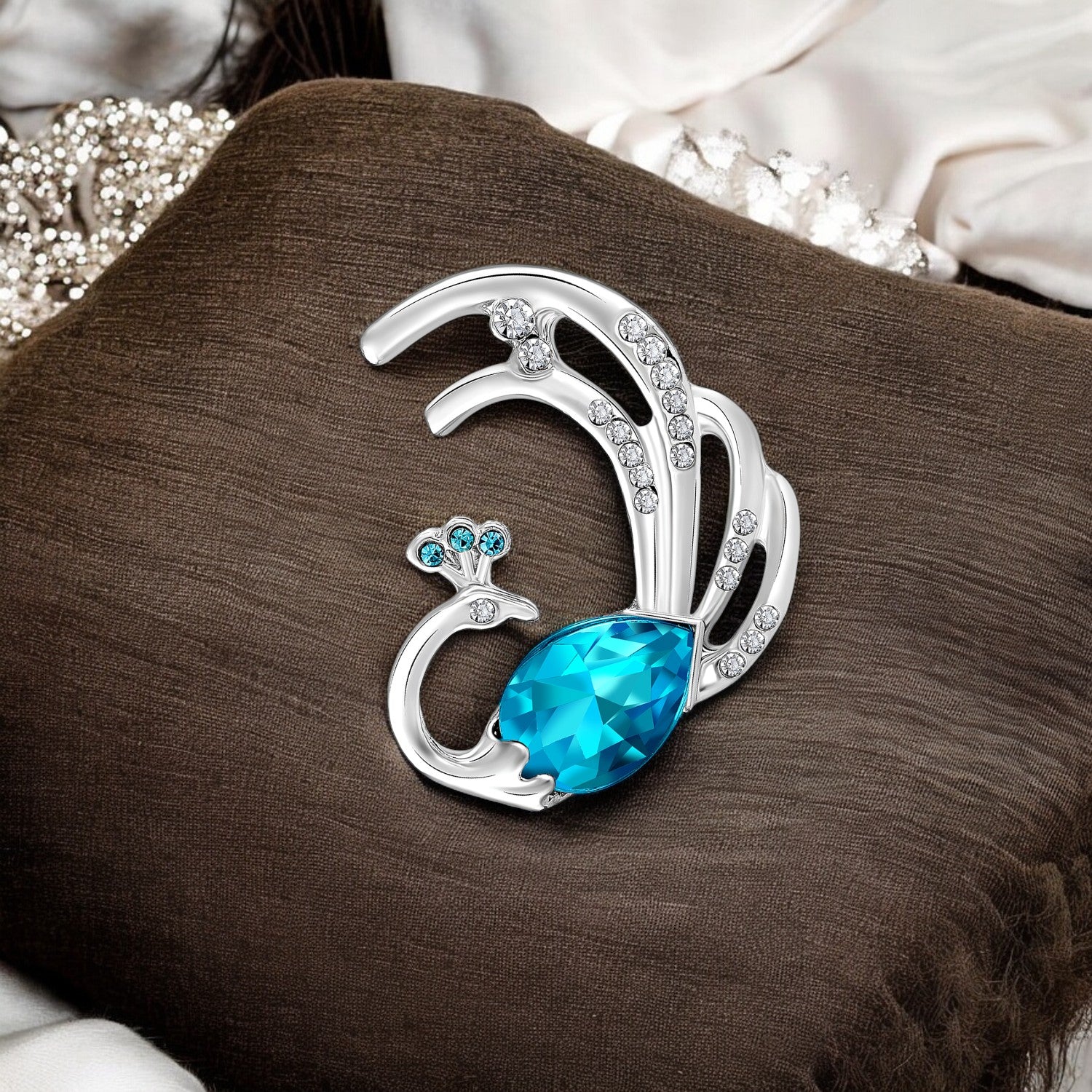 Swooning Peacock Brooch