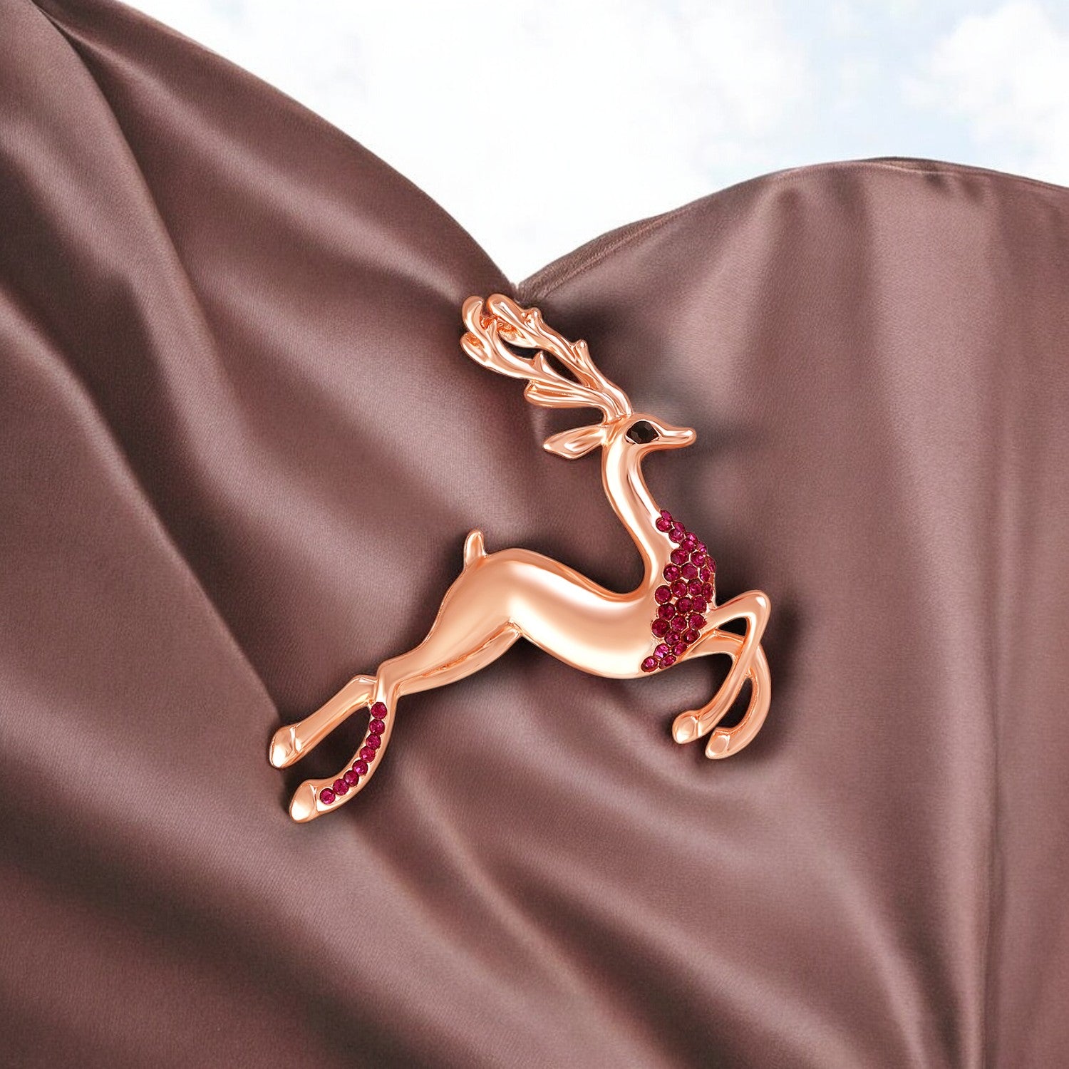 Running Deer Shaped Womens Brooch / Saree Pin