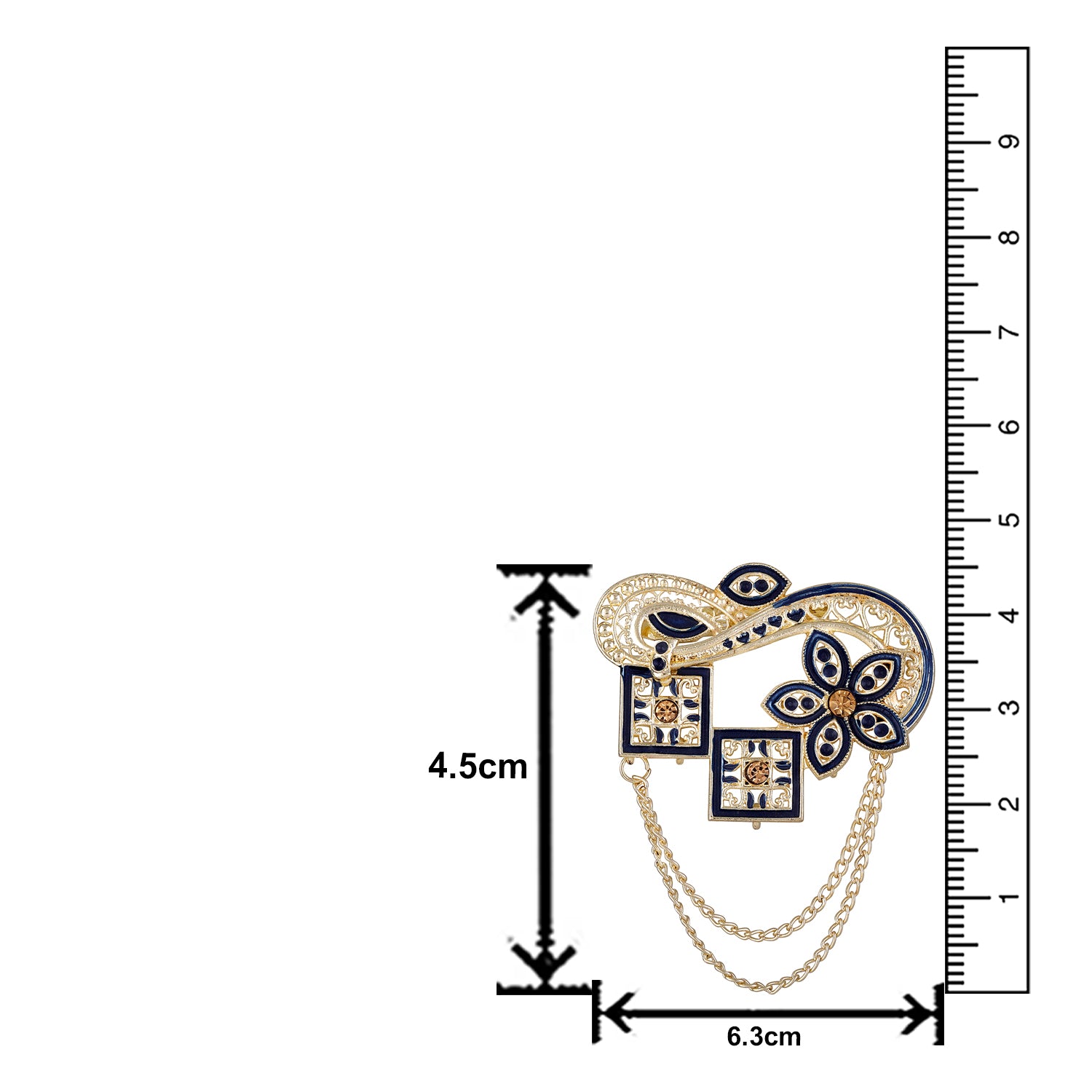 Meenakari Work Enamel Square and Floral Design Dual Layer Chain Shervani Brooch