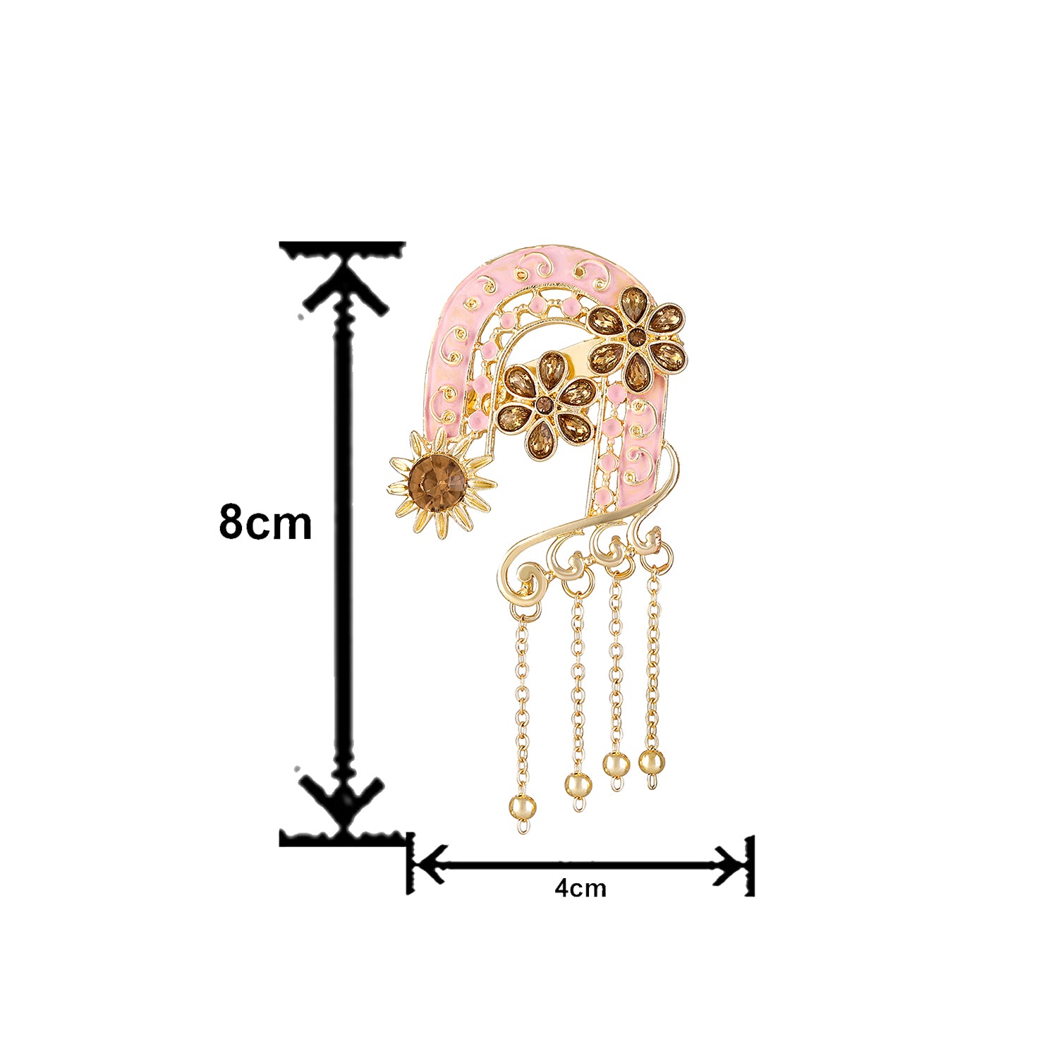 Meenakari Work Enamel Floral Design with Hanging Chain Shervani Brooch